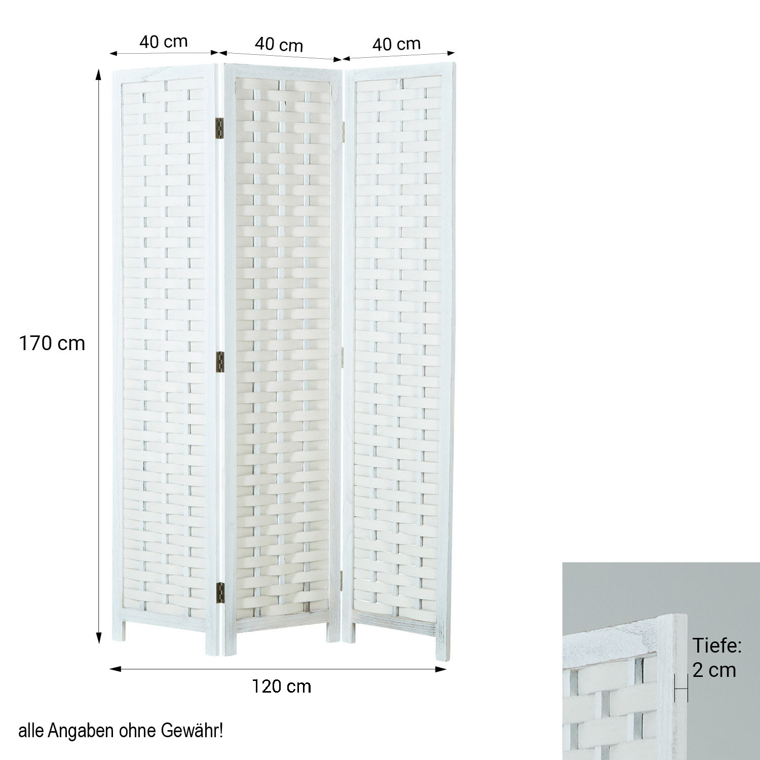 Paravent Natural Rattan-Style | 3-panel | Wood | Room Divider Partition Privacy Screen