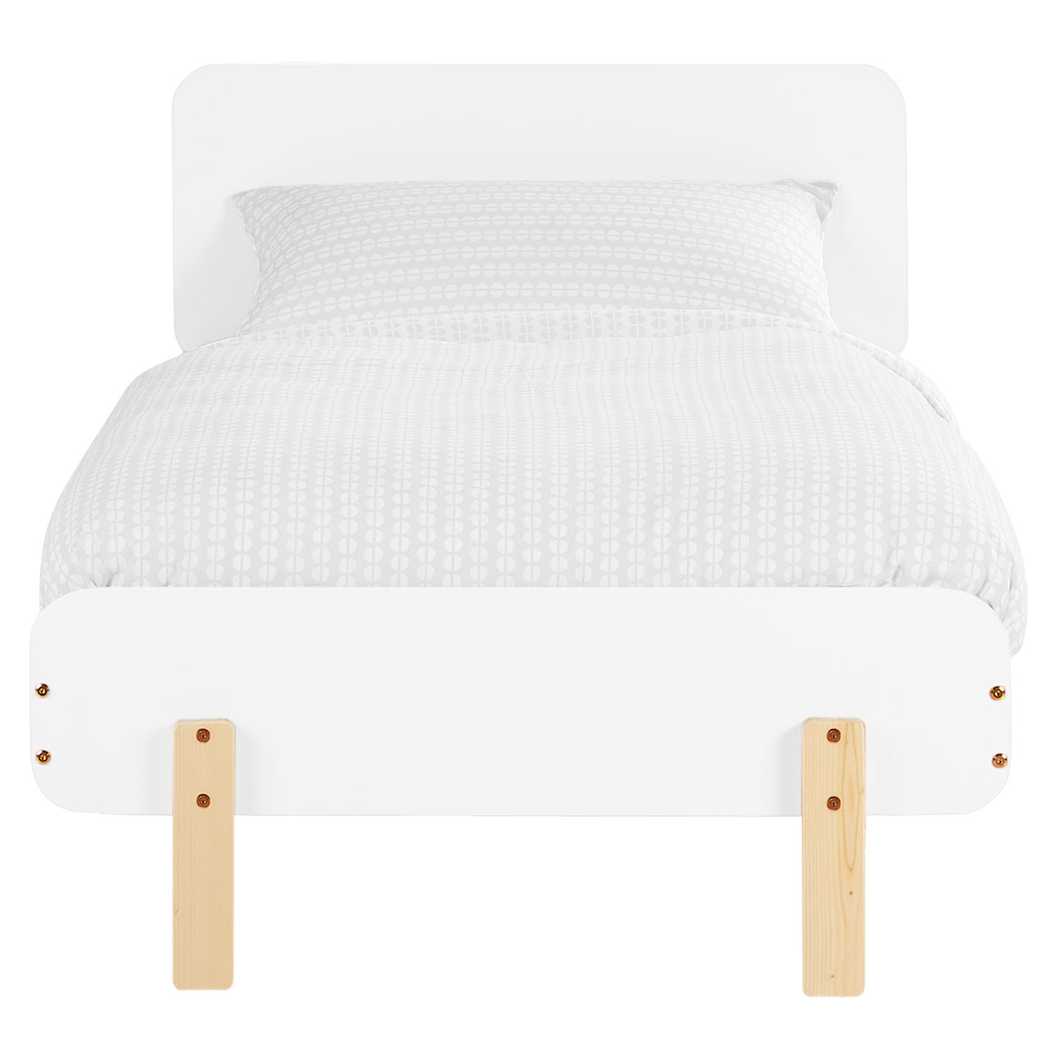 Wood Bed 90x200 cm White Natural | Retro Bed | Single Bed | with Slatted Frame | Kids Youth Guest Bedroom