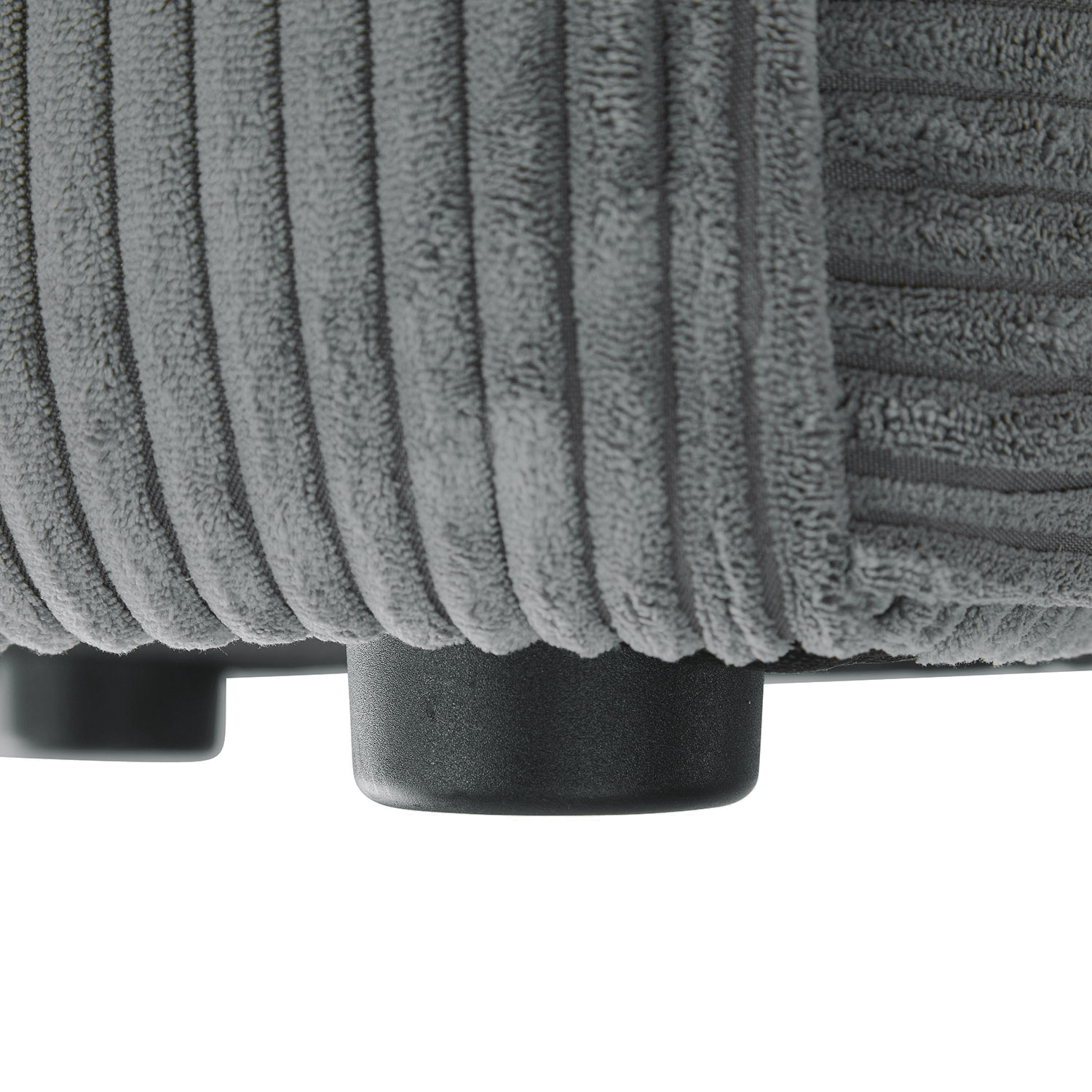 Footstool Pouffe Grey Cord Stool Small Footrest Upholstered Seater Cube Seat