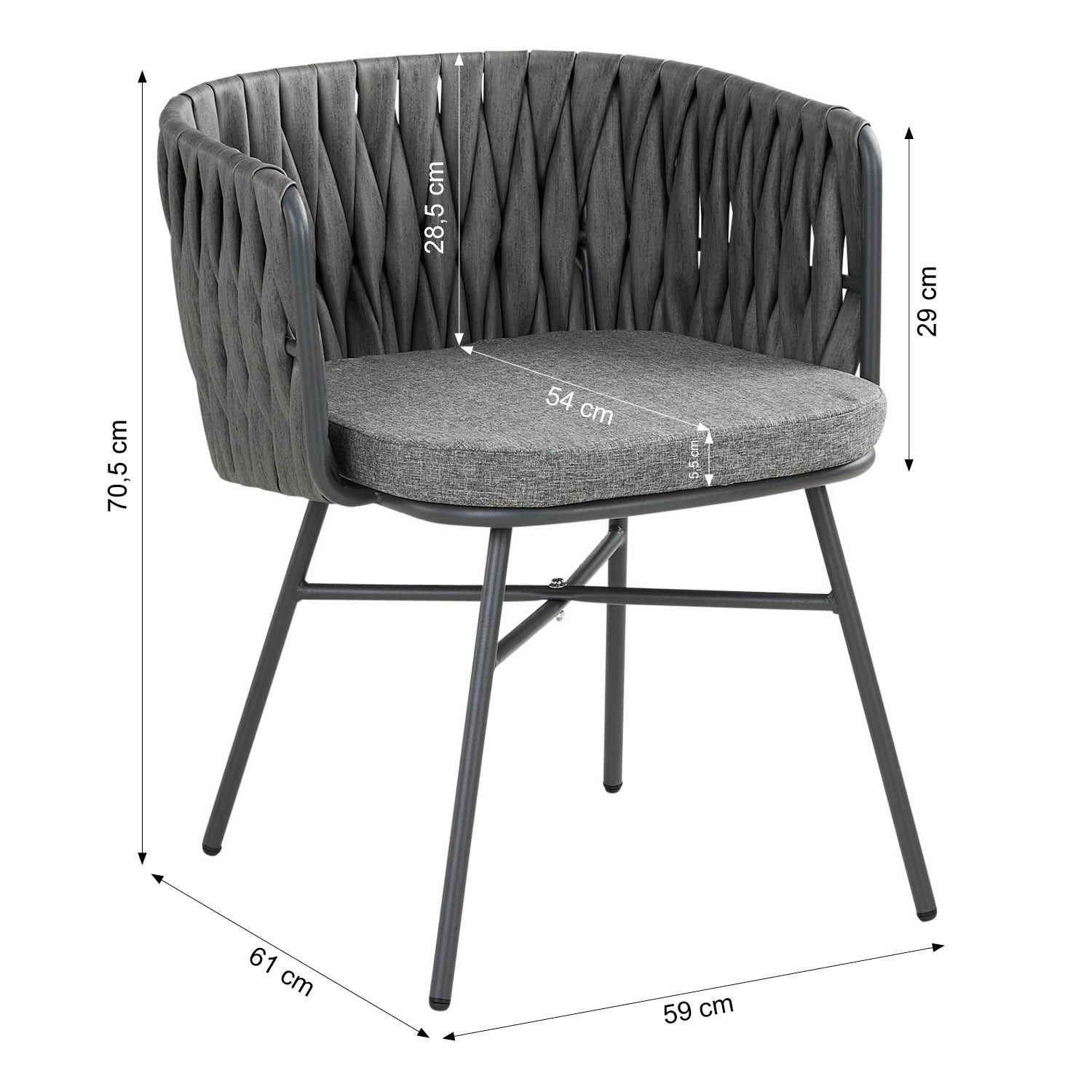 Garden furniture set Garden table and 2 chairs Bistro set Rattan Grey Outdoor table and chairs Lounge chair Patio set