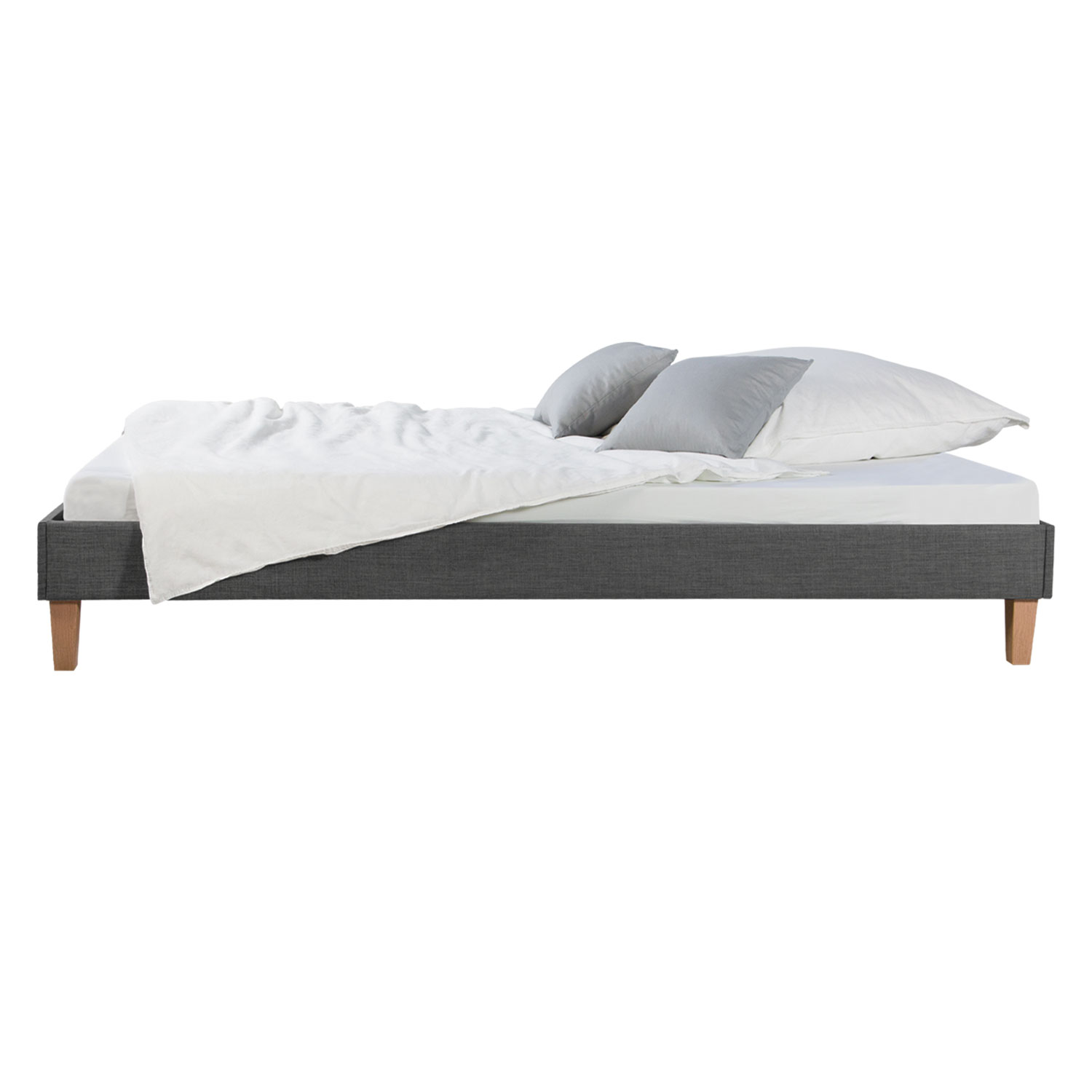 Upholstered Bed 90 120 140 160 180 x 200 cm Grey Futon Bed Frame Slatted Frame