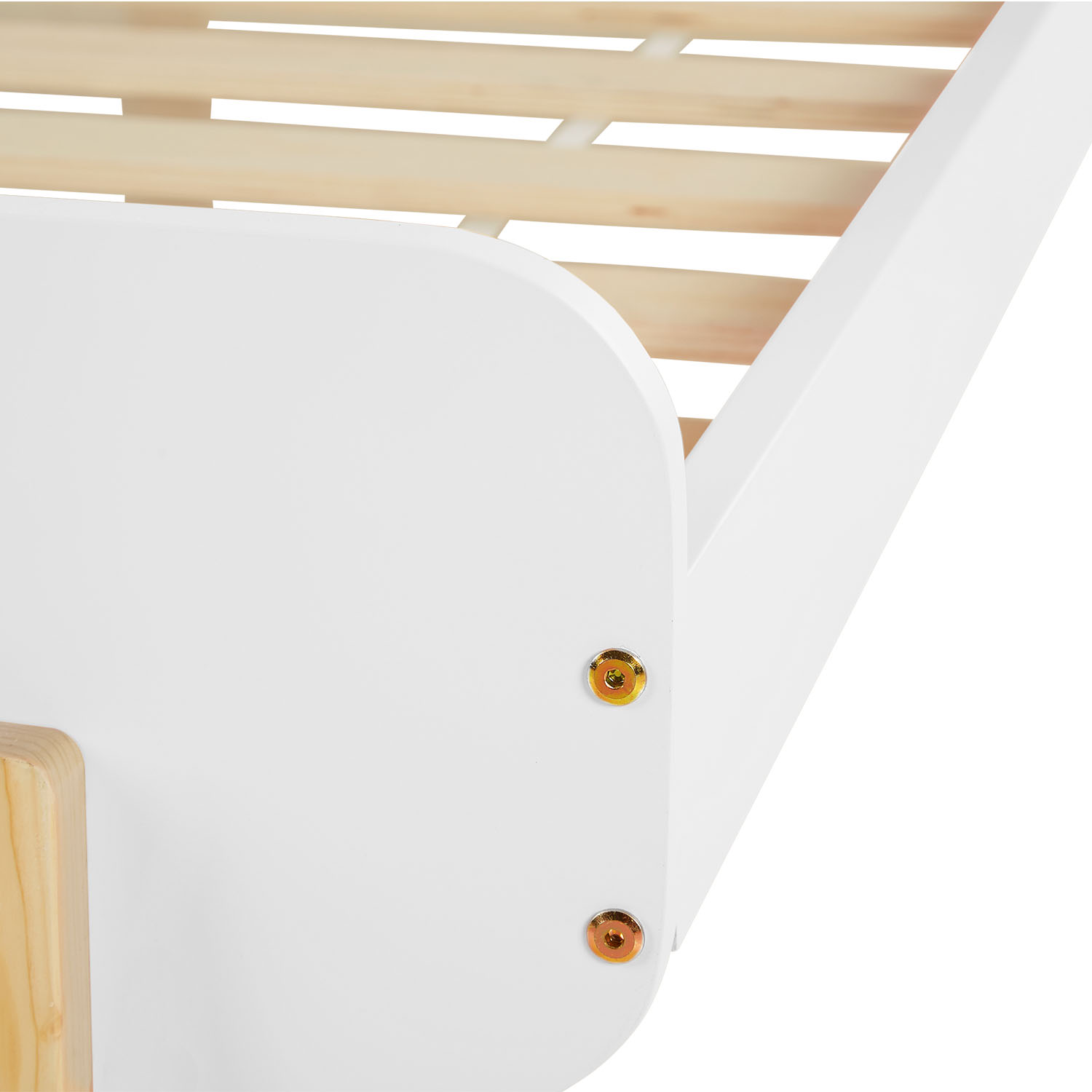 Wooden Bed 90x200 cm Natural White – Retro Single Bed with Slatted Base for Children's, Teenagers' & Guest Rooms