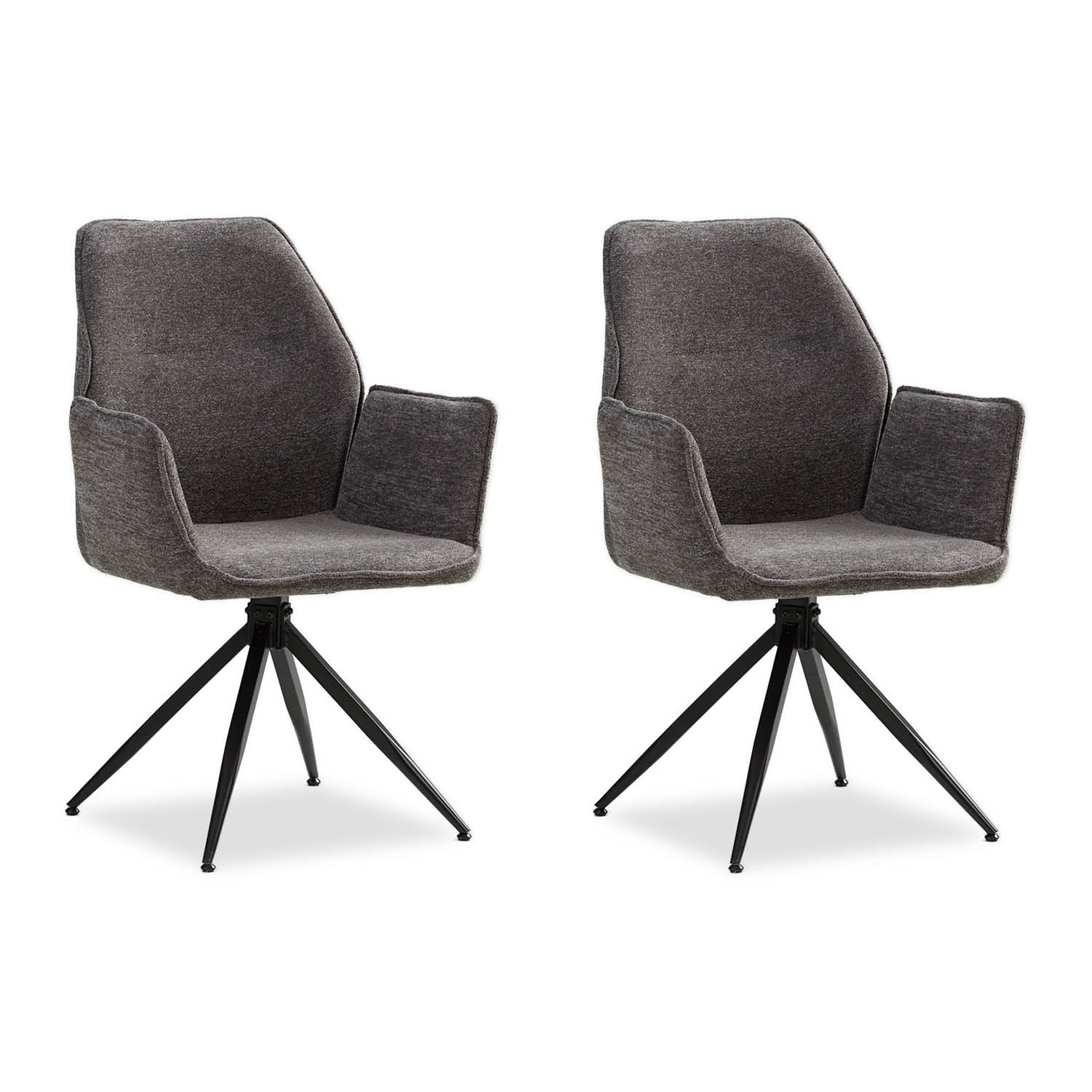 Upholstered Chair Chenille Wool Grey | Set of 2 | swivel | with Armrests | Kitchen Dining Room Office