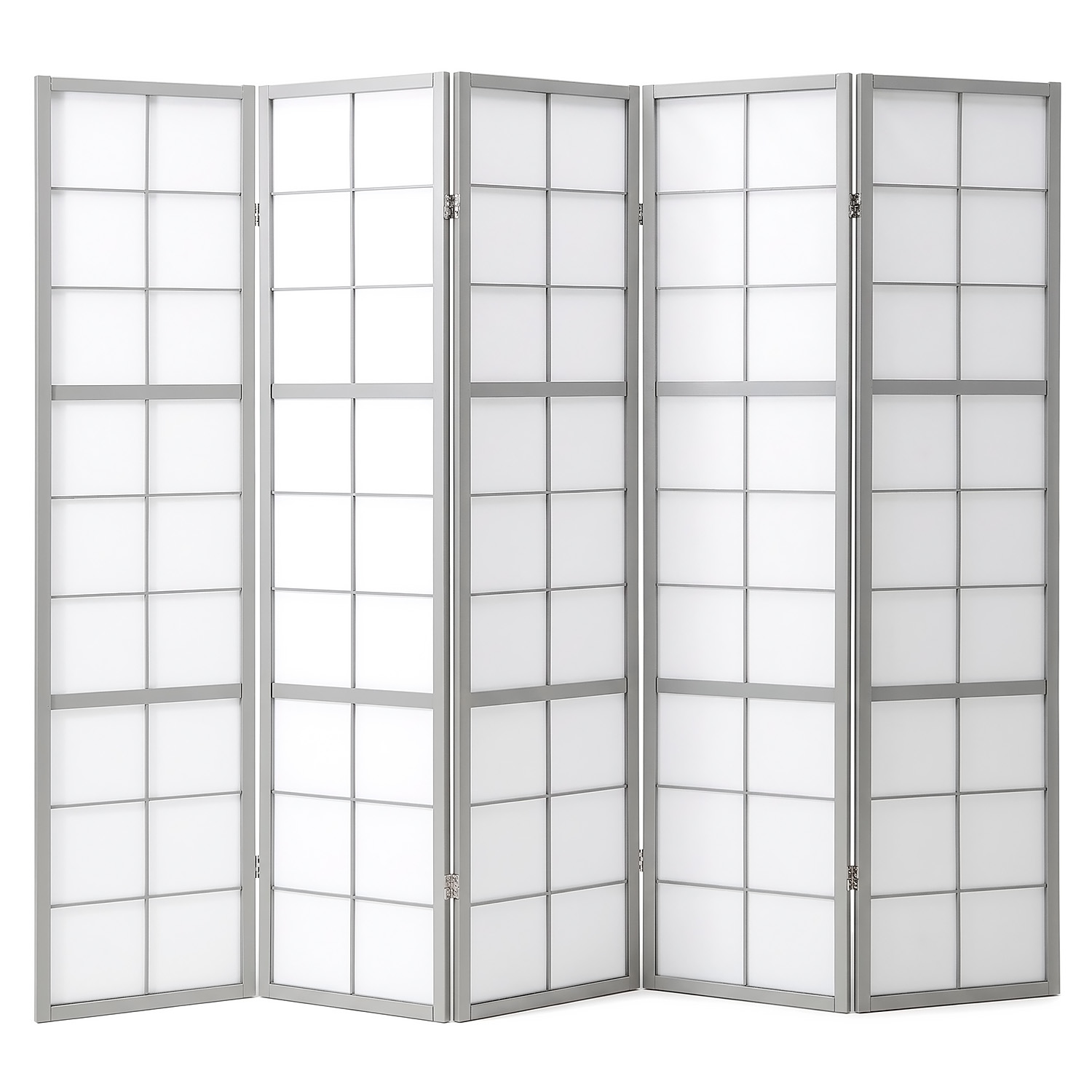 Paravent Grey Shoji | 5-panel | Wood | Room Divider | Partition Privacy Screen