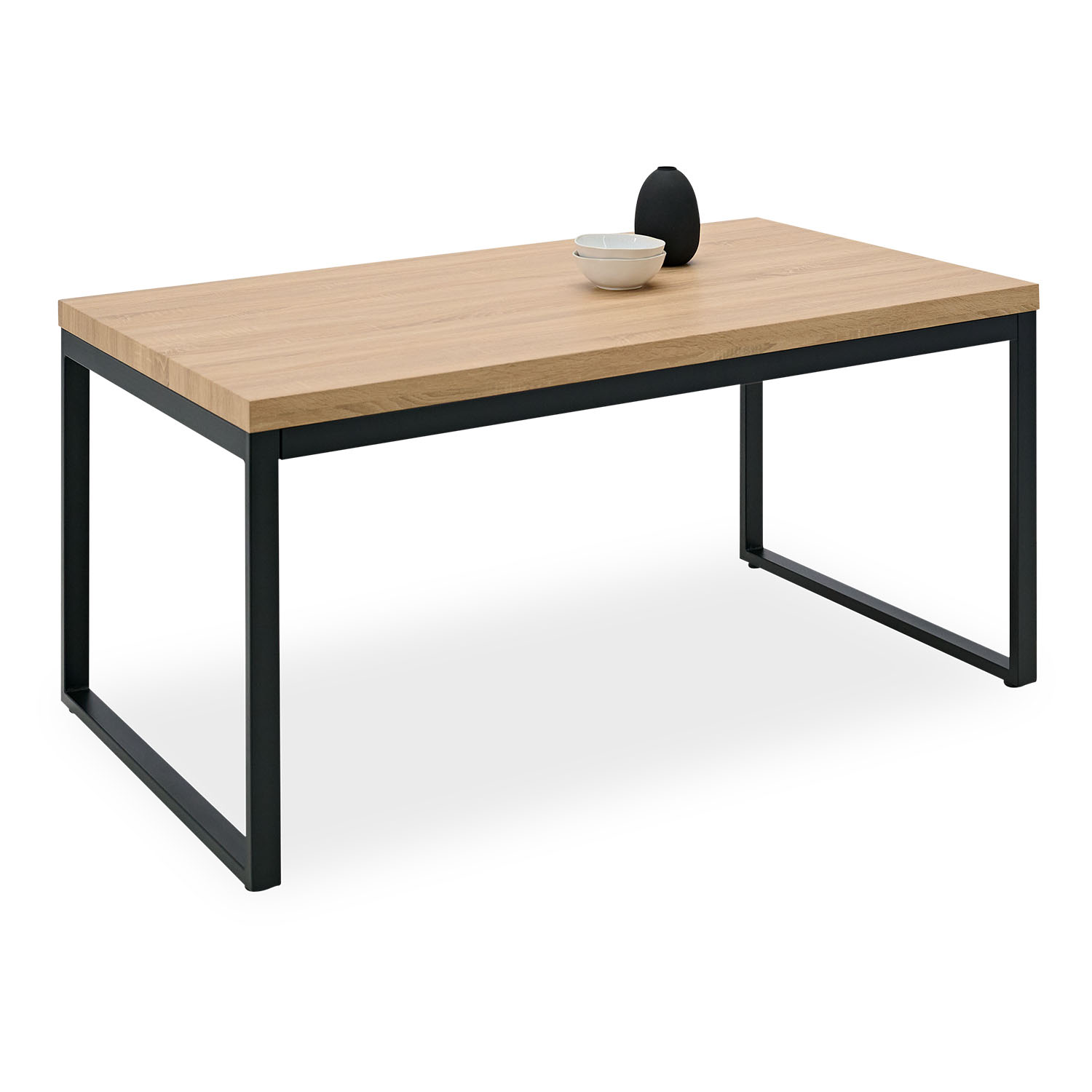 Modern Dining Table Kitchen Table Wooden Table 160x90 cm Oak Black Metal 6 Seater