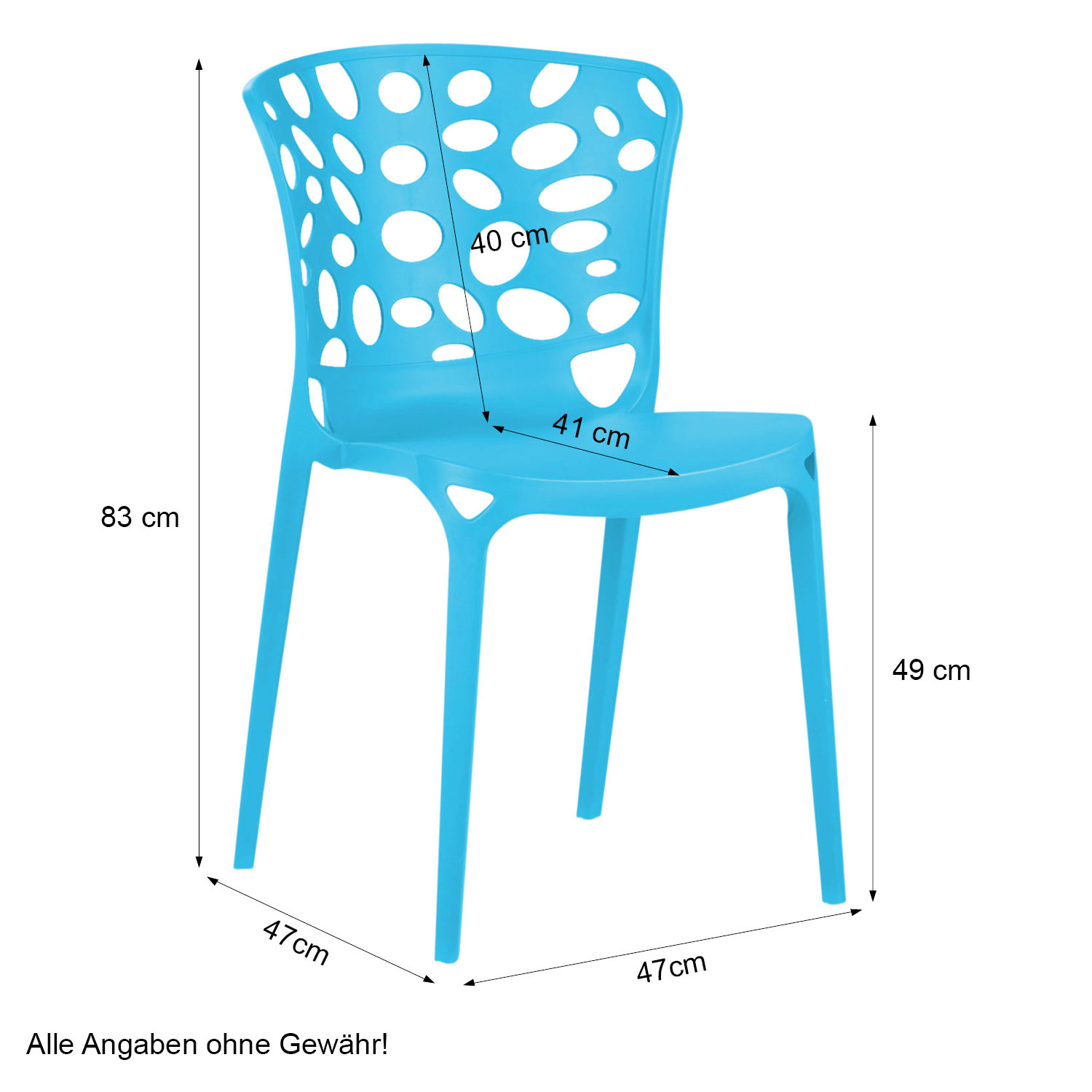 Garden chair Set of 6 Modern Blue Camping chairs Outdoor chairs Plastic Stacking chairs Kitchen chairs