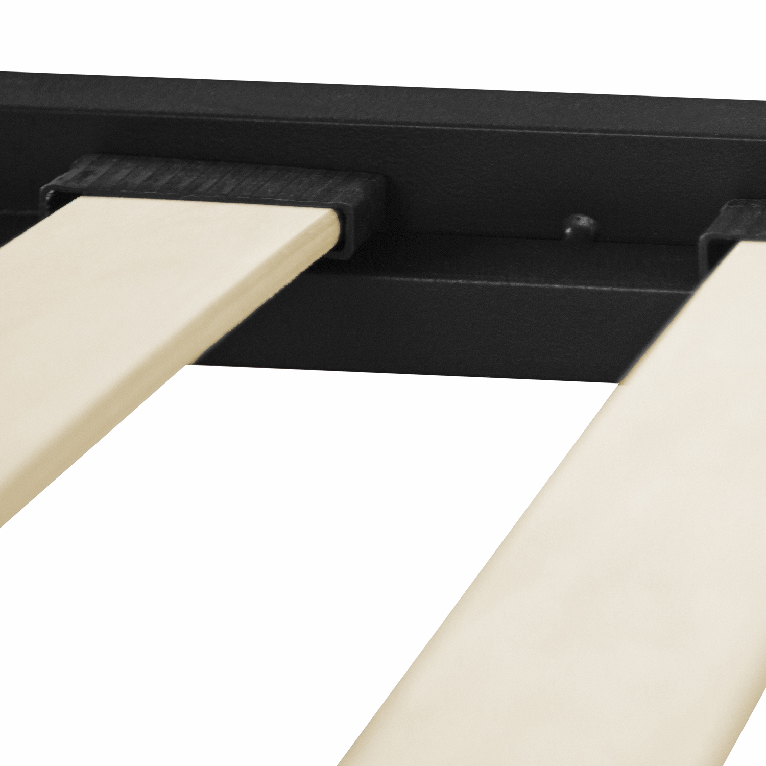 Metal Bed with Mattress Slatted Frame 90x200 cm Bedstead Black Nature Wood Single Daybed