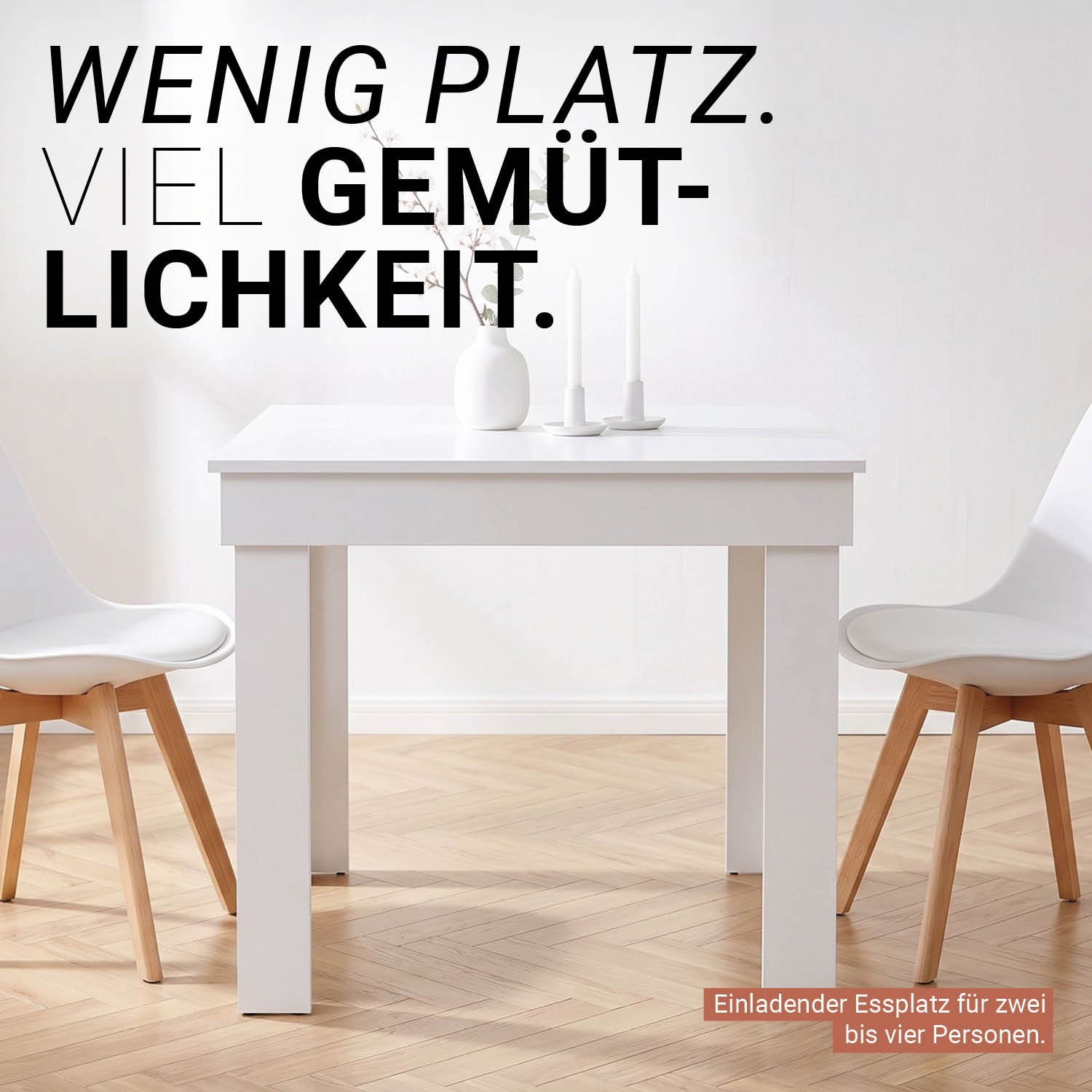 Modern Dining Table Kitchen Table Wooden Table 80x80 cm White 4 Seater Living Room