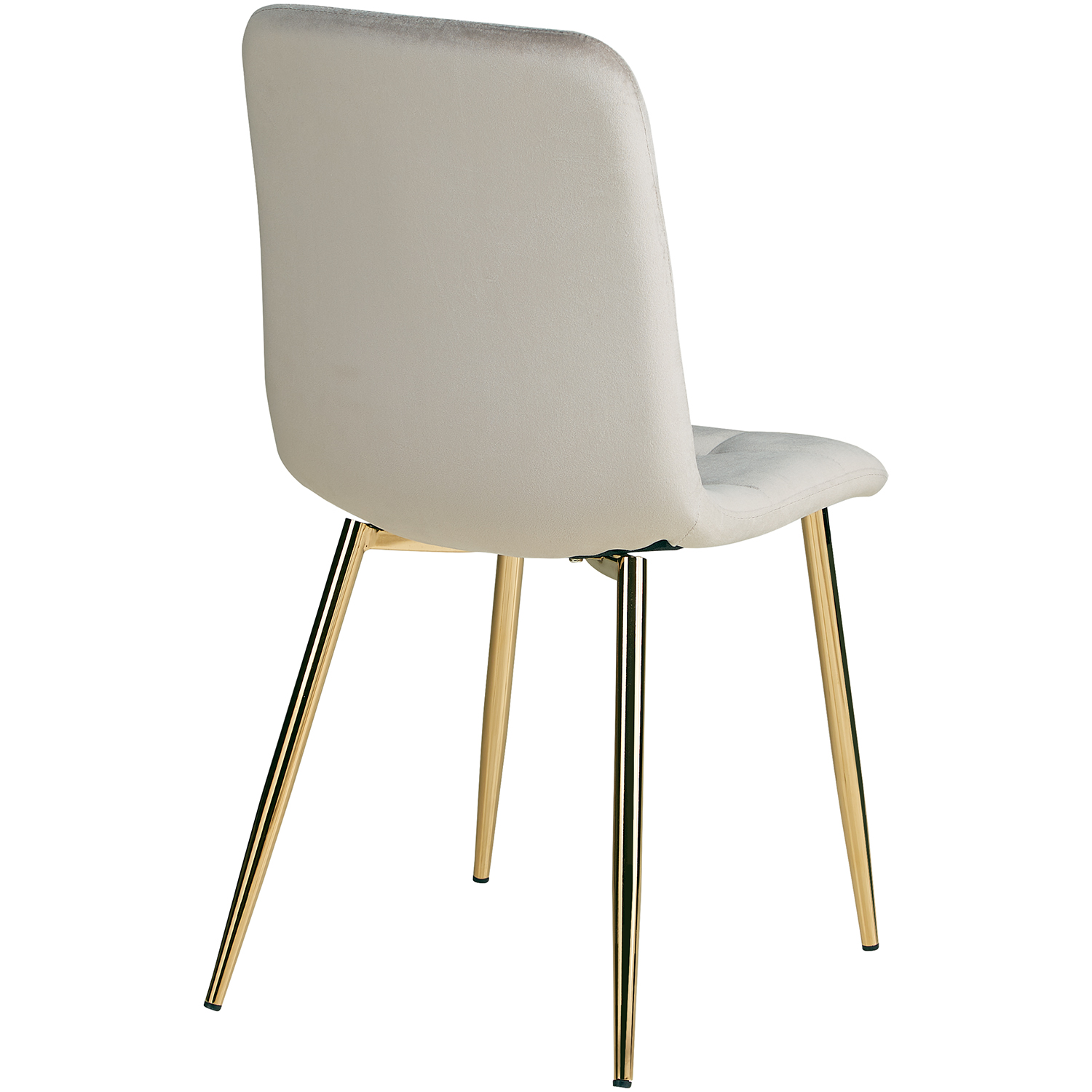 Light Gray Velvet Upholstered Chair with Gold Legs – Elegant Velvet Dining Chair Without Armrests