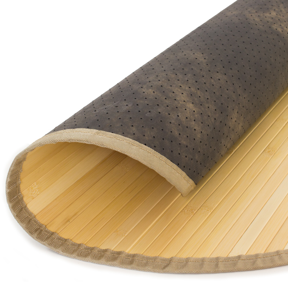 Bamboo carpet Rug 120 cm round in Light Natural