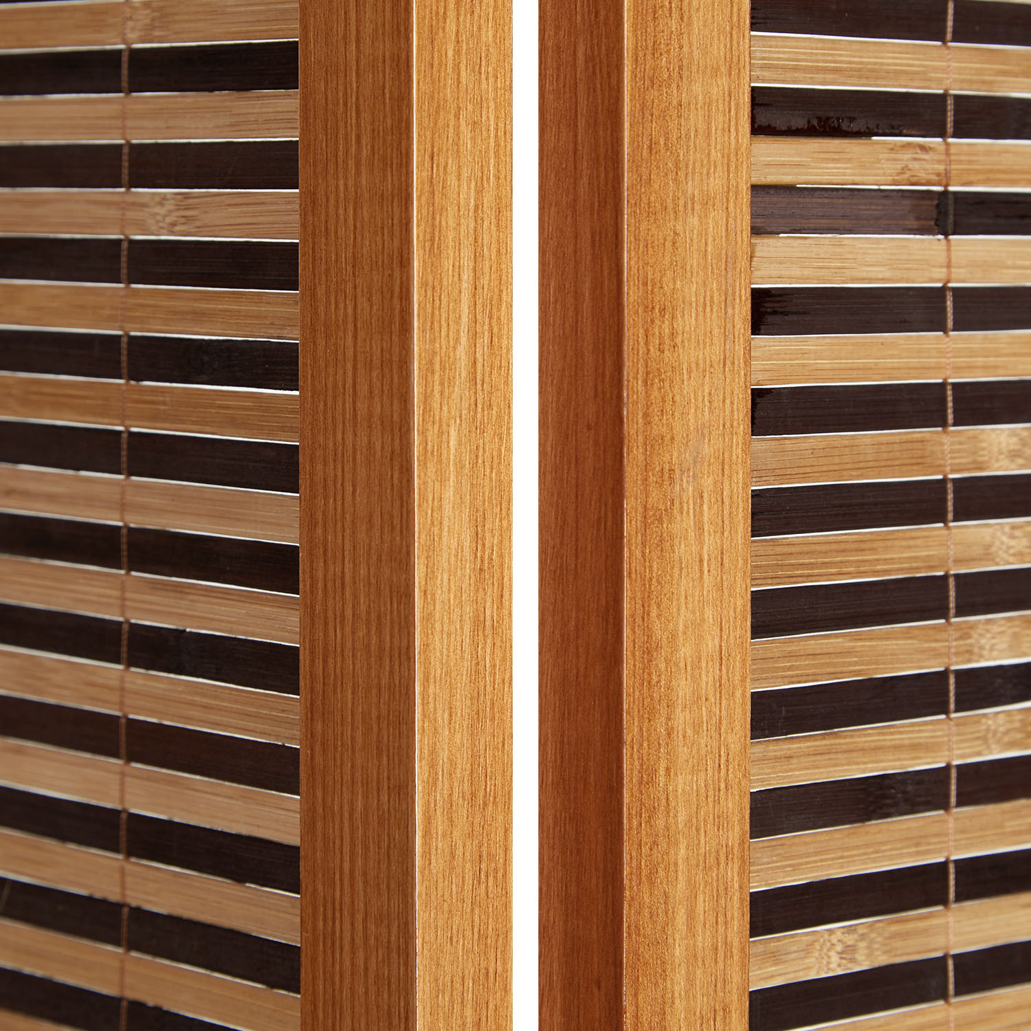 Paravent Brown Wooden Slats | 4-panel | Wood | Room Divider Partition Privacy Screen