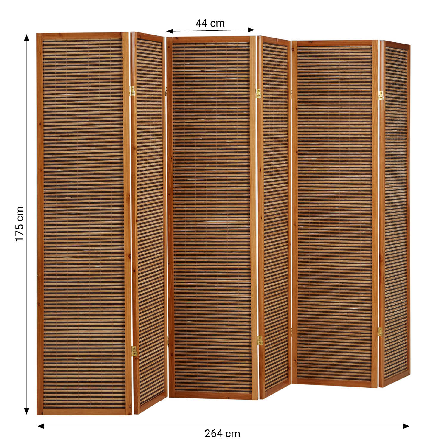 Paravent Brown Wooden Slats | 6-panel | Wood | Room Divider Partition Privacy Screen