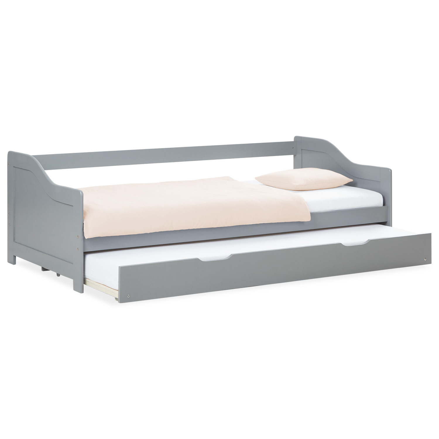 Trundle bed 90x200 cm Single Bed with Pull out bed Wood Grey Daybed with trundle Childrens Bed Kids Bed
