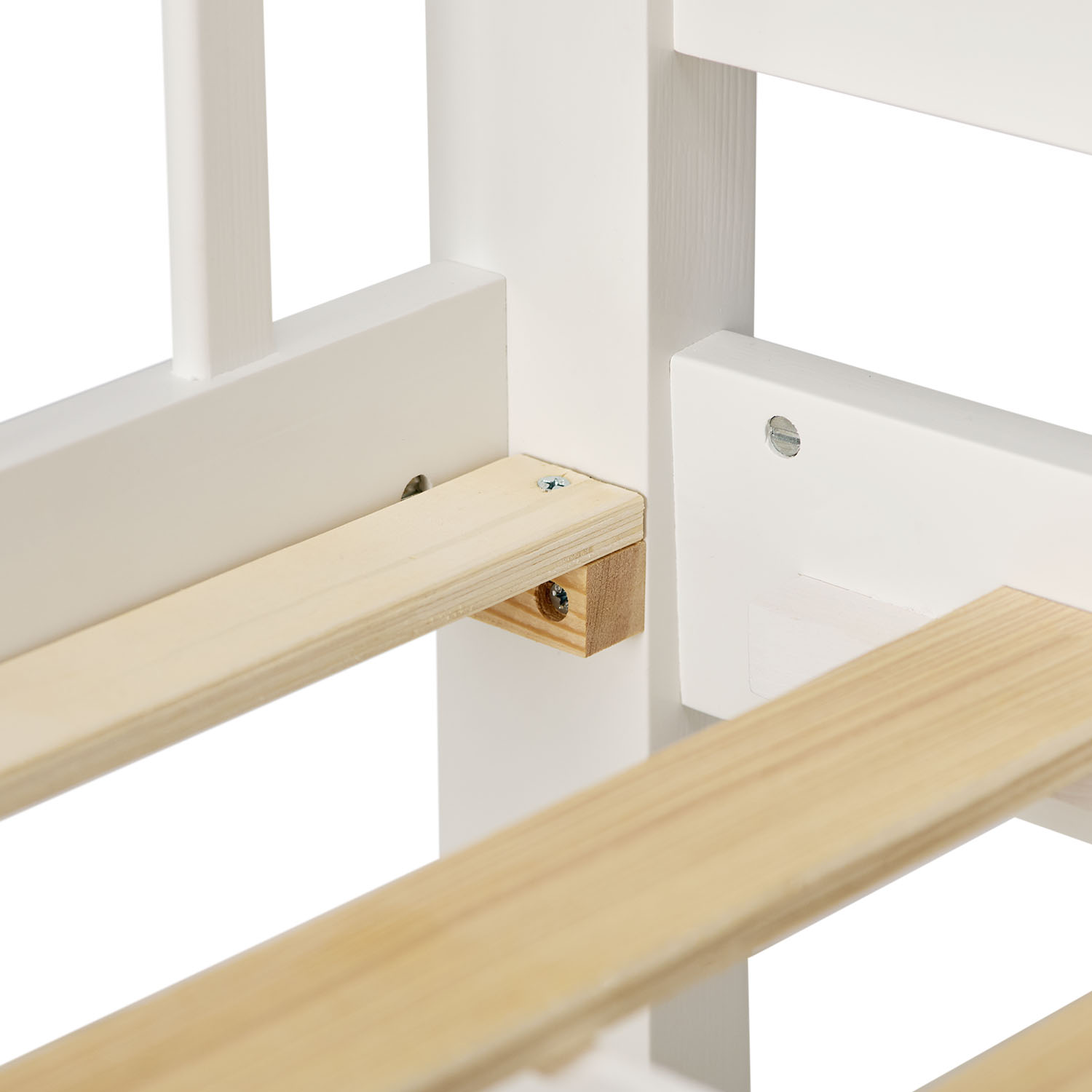 Bunk Bed 90x200 cm White | Kids Bed with Mattress | Fall Protection | Convertible | Massif pine wood
