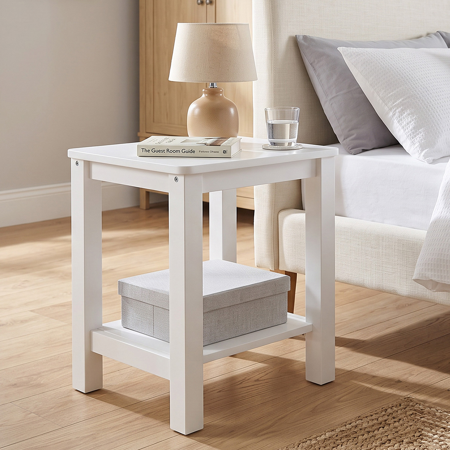 Side Table Grey White Natural Nightstand Wood Bedroom Coffee Table Living Room Table