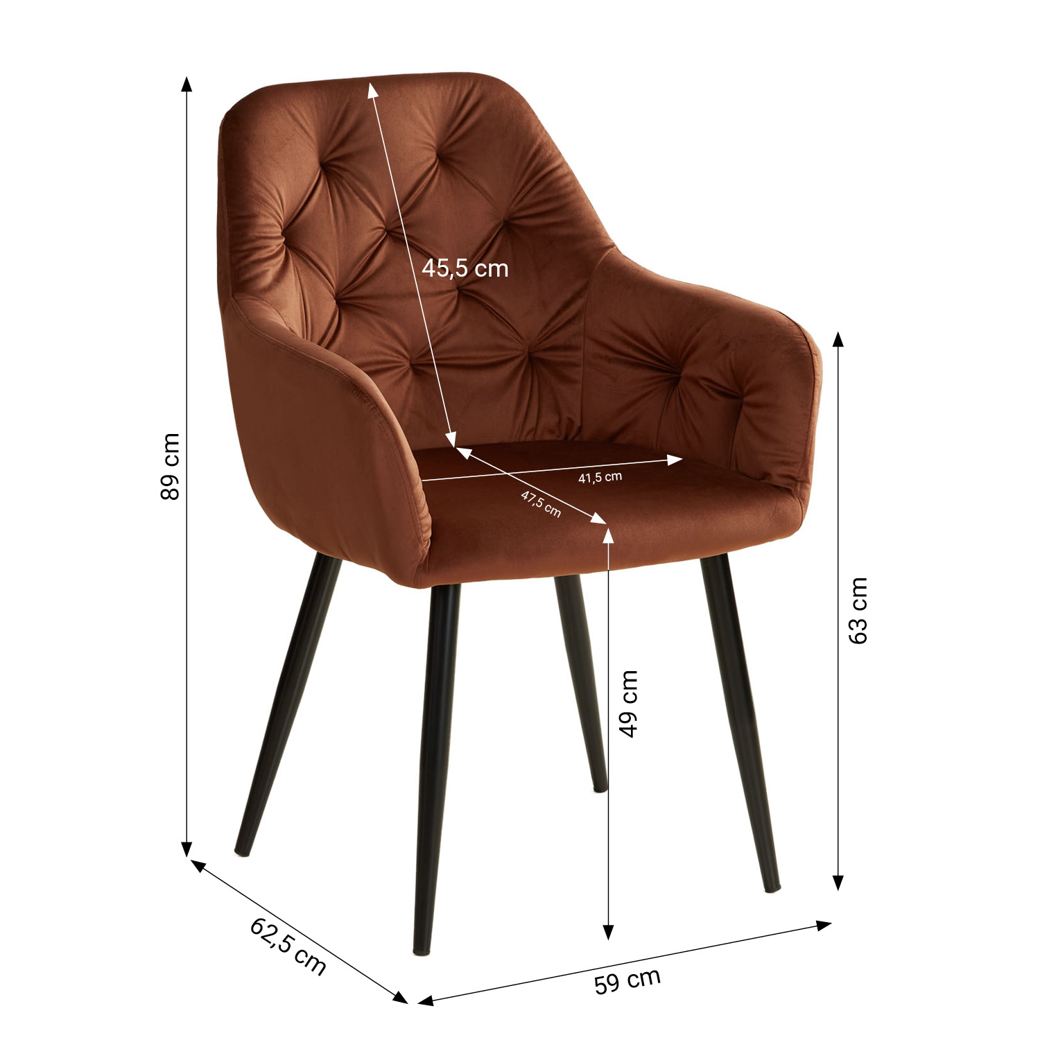 Dining set | 4-piece set upholstered chairs brown velvet with armrest | non-swivel | dining table white vintage 160 x 90 cm | extendable 200 cm