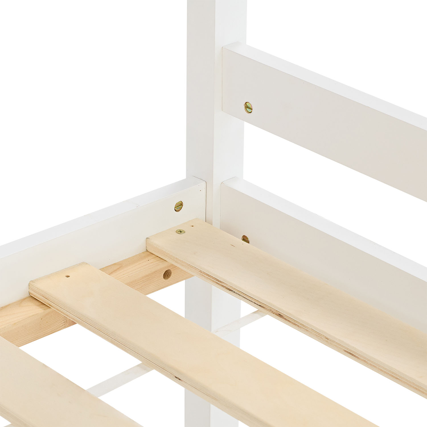 Bunk bed with 2 matresses Children bed 90x200 cm wooden Kids bed High sleeper White Slats