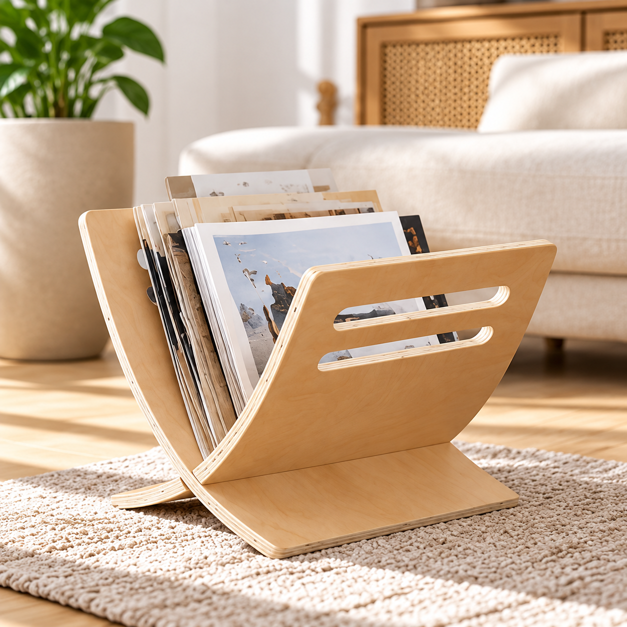 Newspaper Rack Natural Magazine Holder