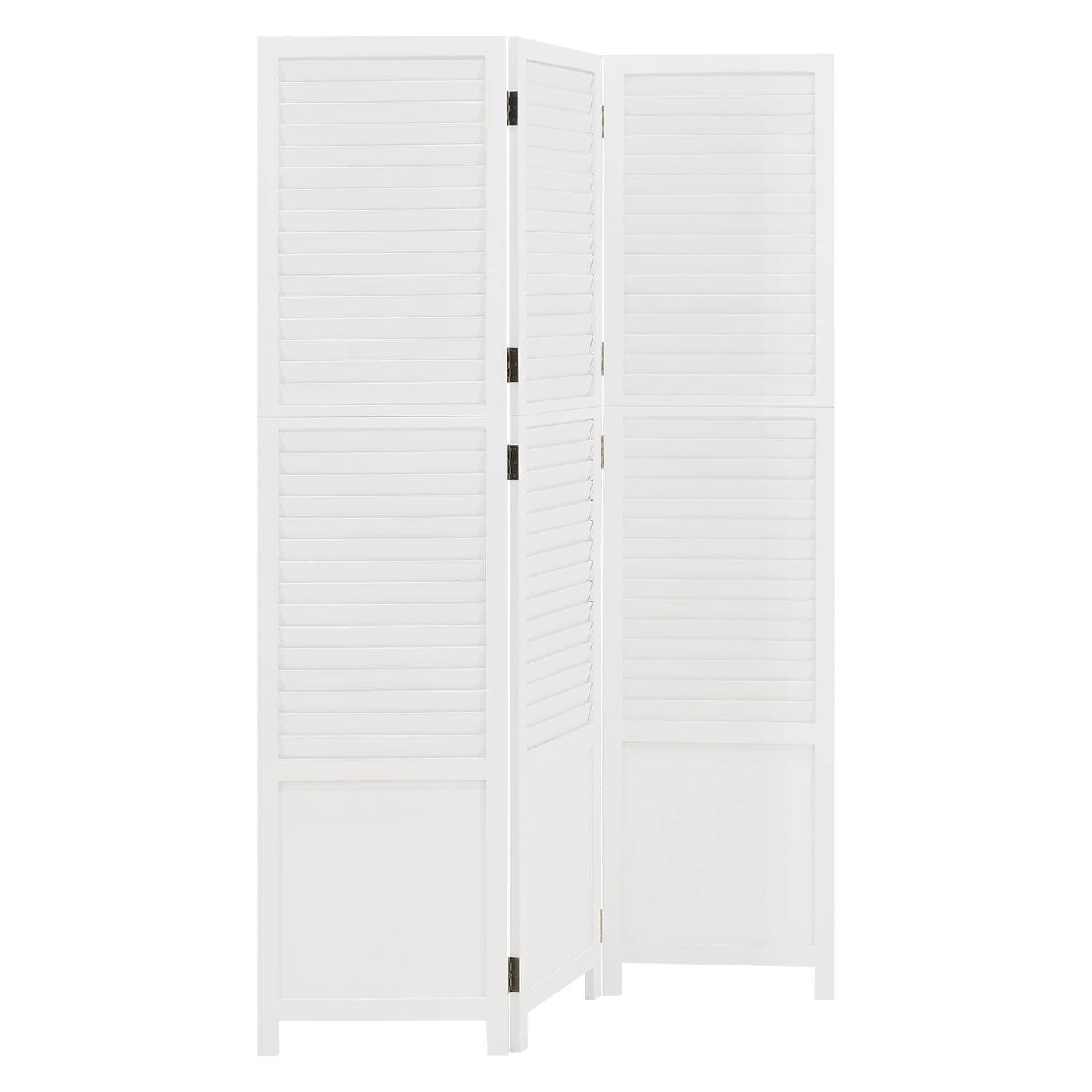 White Wooden Screen (3-panel) – Modern Wooden Room Divider & Privacy Screen