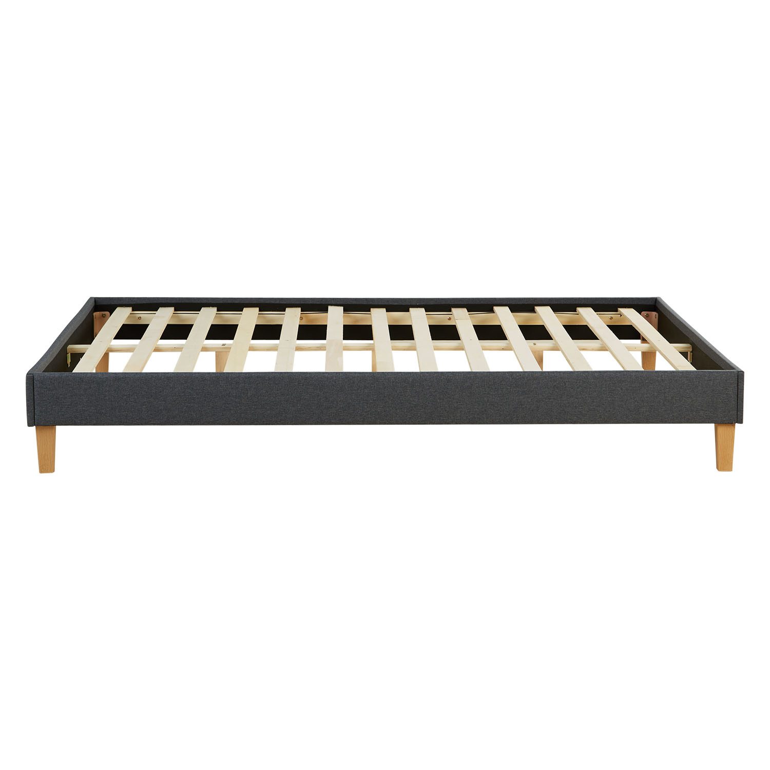 Upholstered Bed Frame Double Bed 160 x 200 cm Grey Futon Bed Platform Bed Fabric
