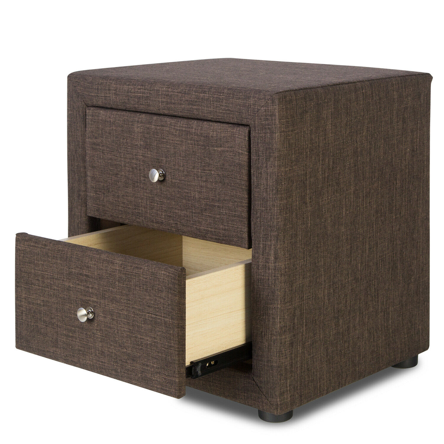Bedside table nightstand bedroom night chest drawers side table grey fabric