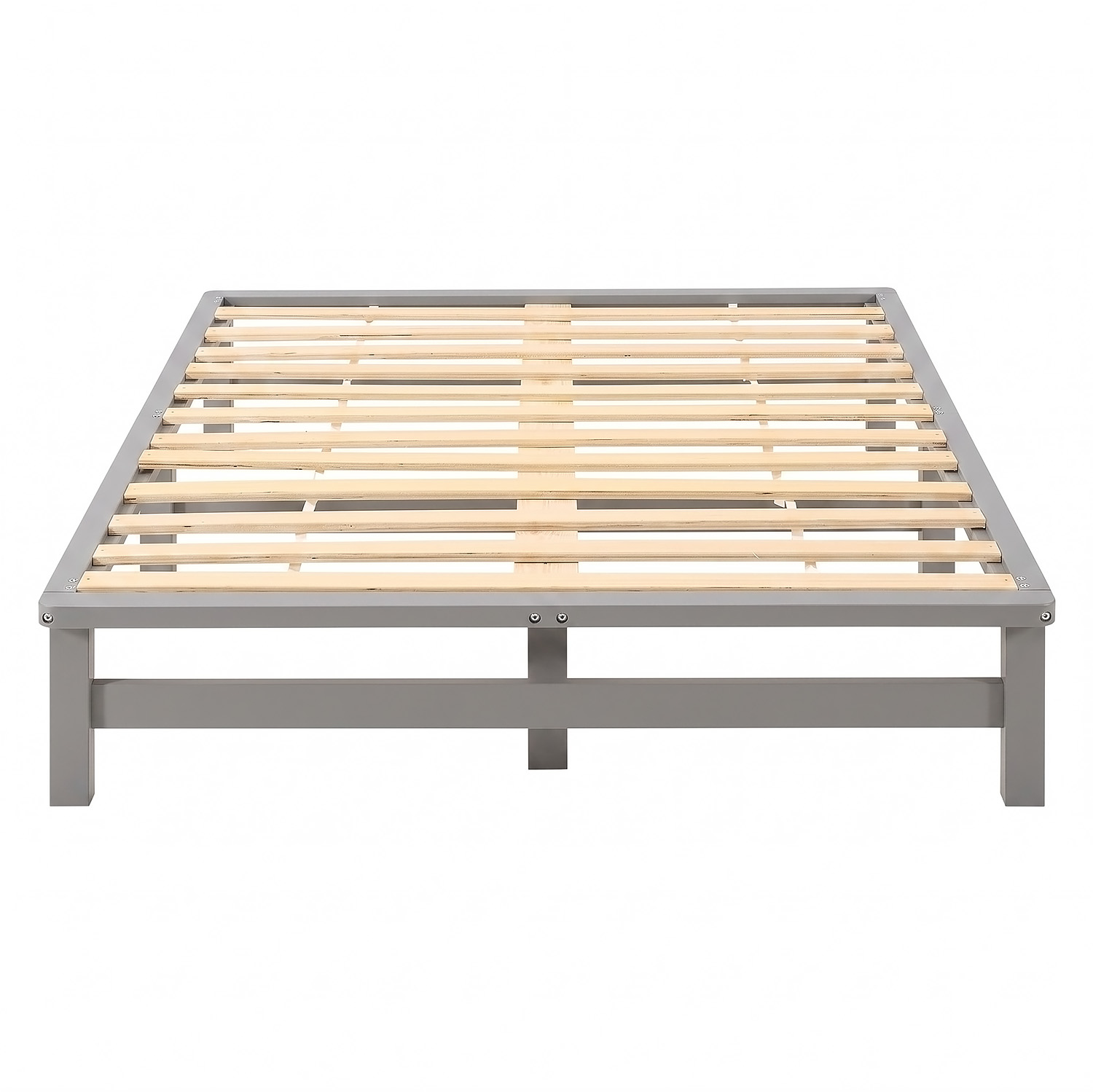 120x200 cm Grey Pallet Bed – Wooden Double Bed with Slatted Base for Teen Rooms, Guest Rooms, and Bedrooms