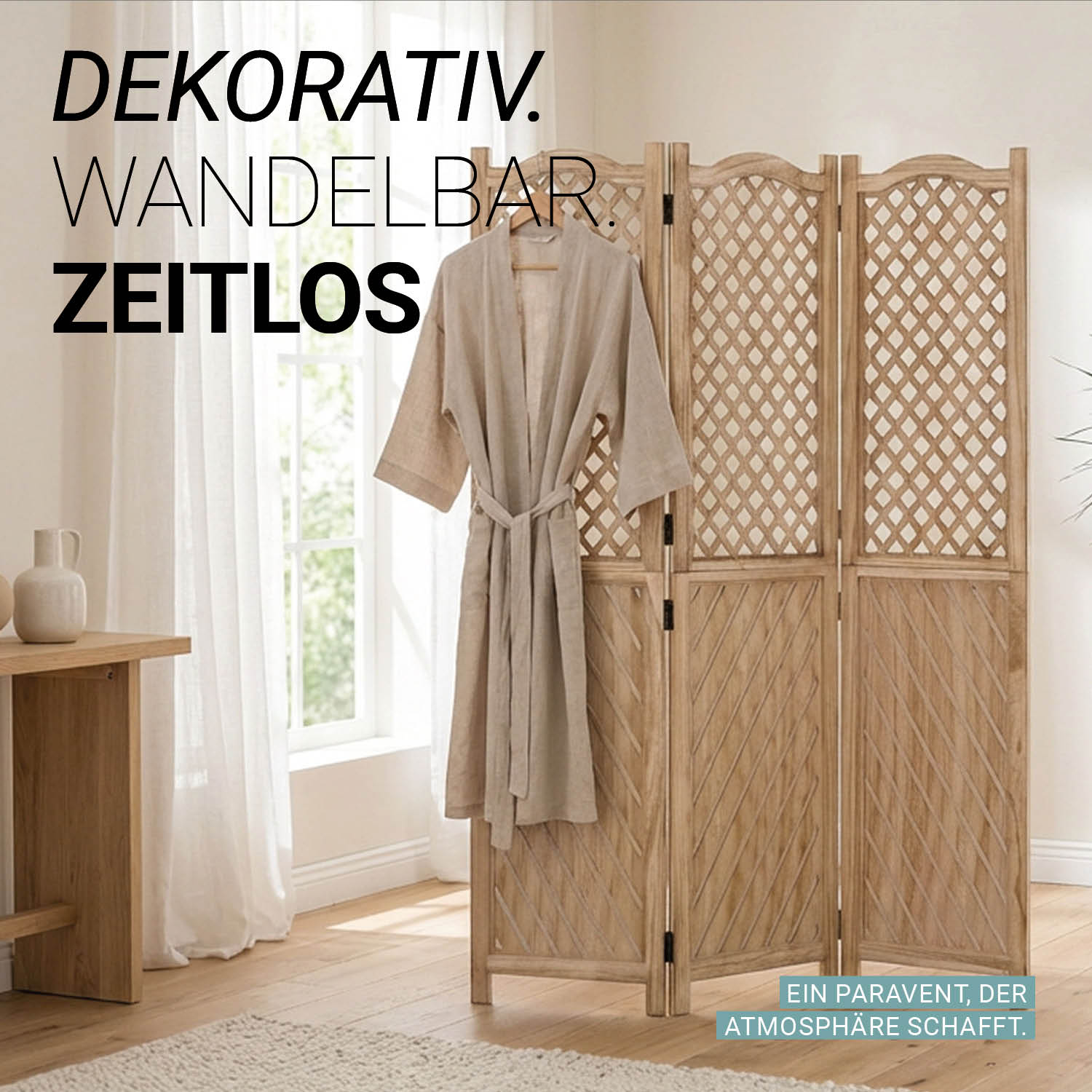 Paravent Natural Various Patterns | 3-panel | Wood | Room Divider Partition Privacy Screen