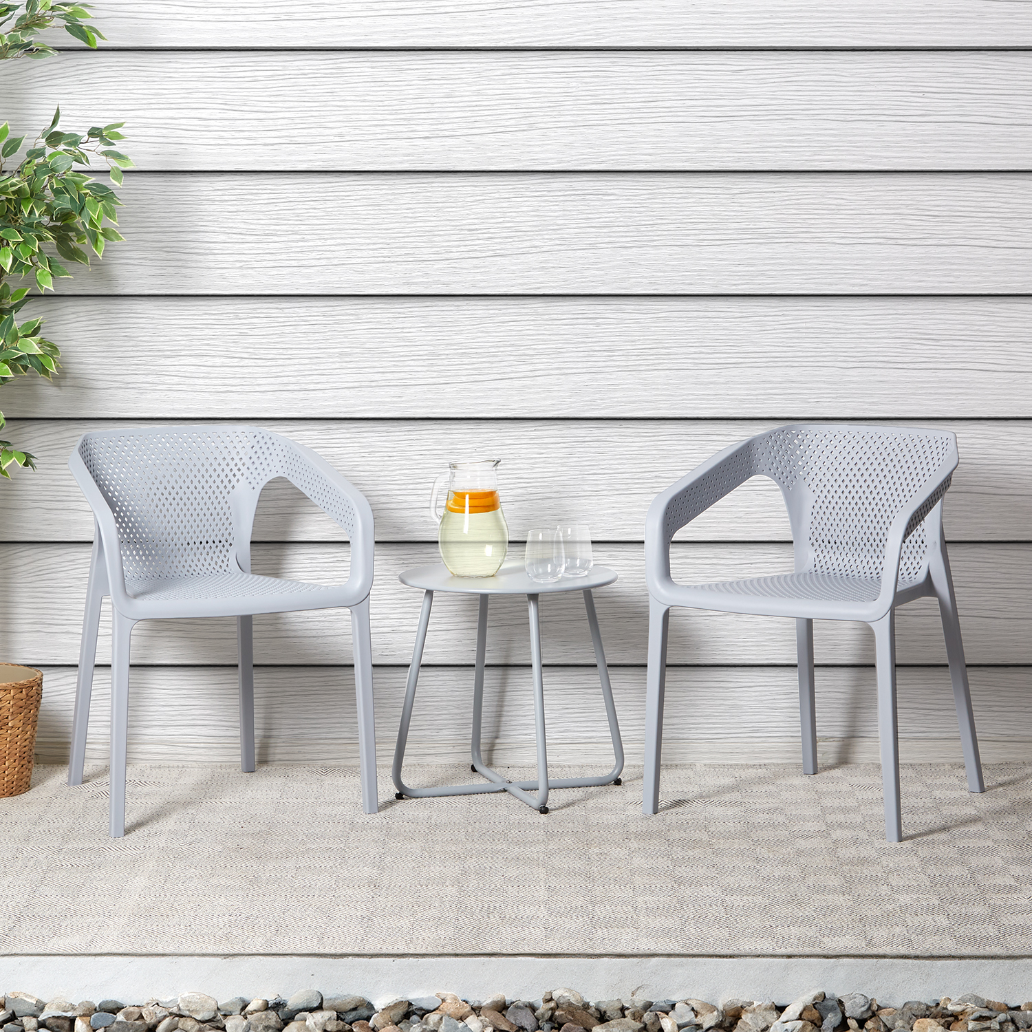 Garden furniture set Garden table and 2 chairs Bistro set Grey Outdoor table and chairs Lounge chair Patio set