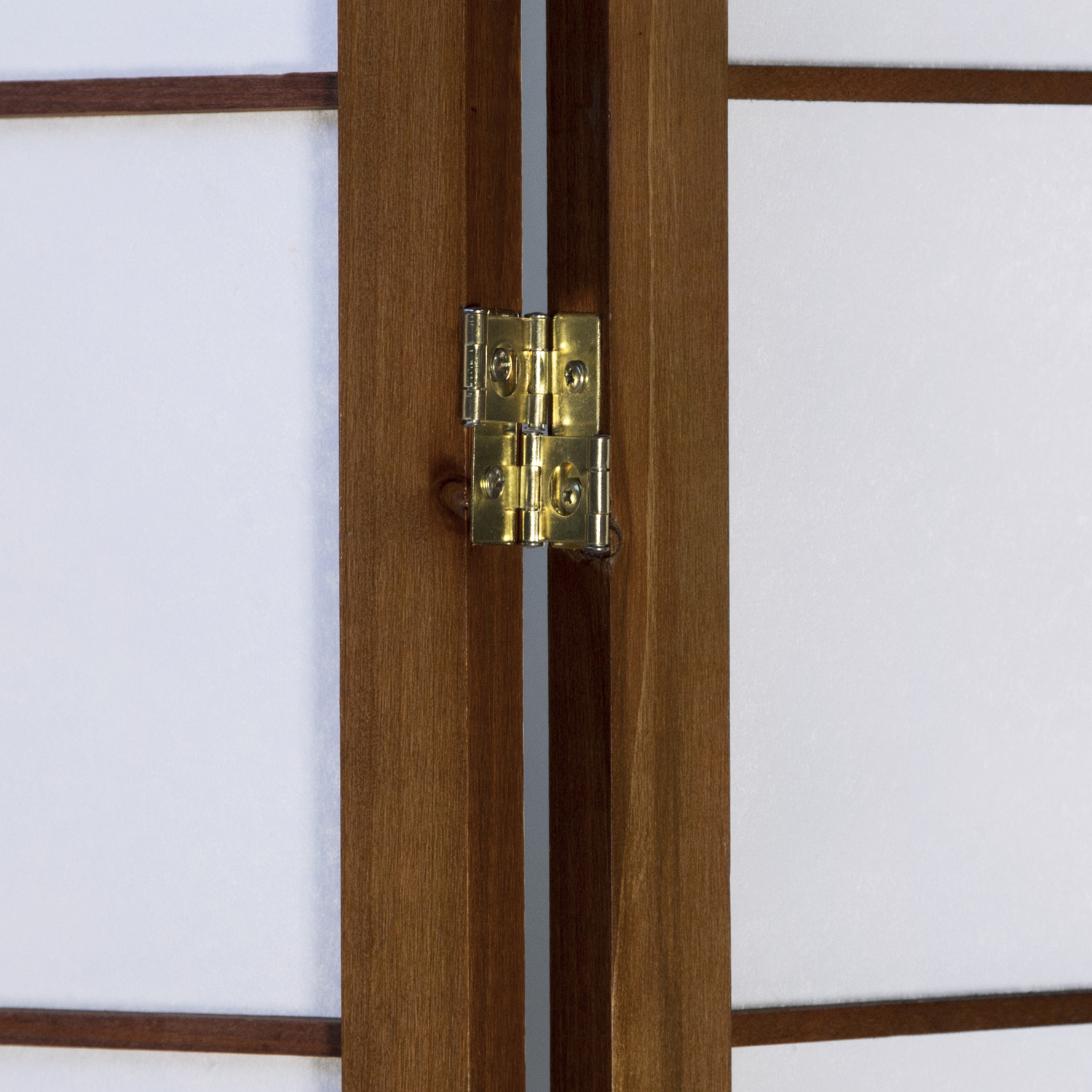 Brown Shoji 3-panel folding screen – Wooden room divider and privacy screen with rice paper