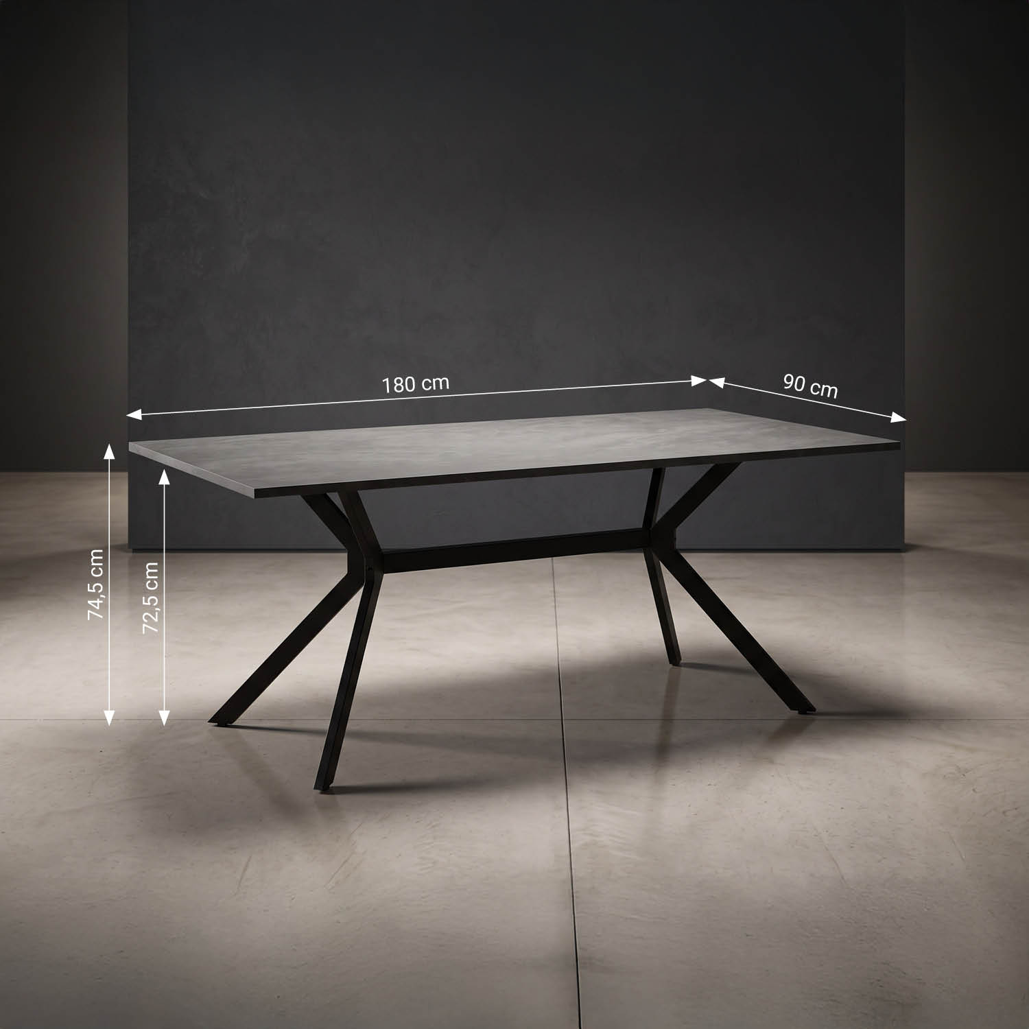 Modern Dining Table Kitchen Table 180x90 cm Anthracite Black Table 8 Seater Industrial Look