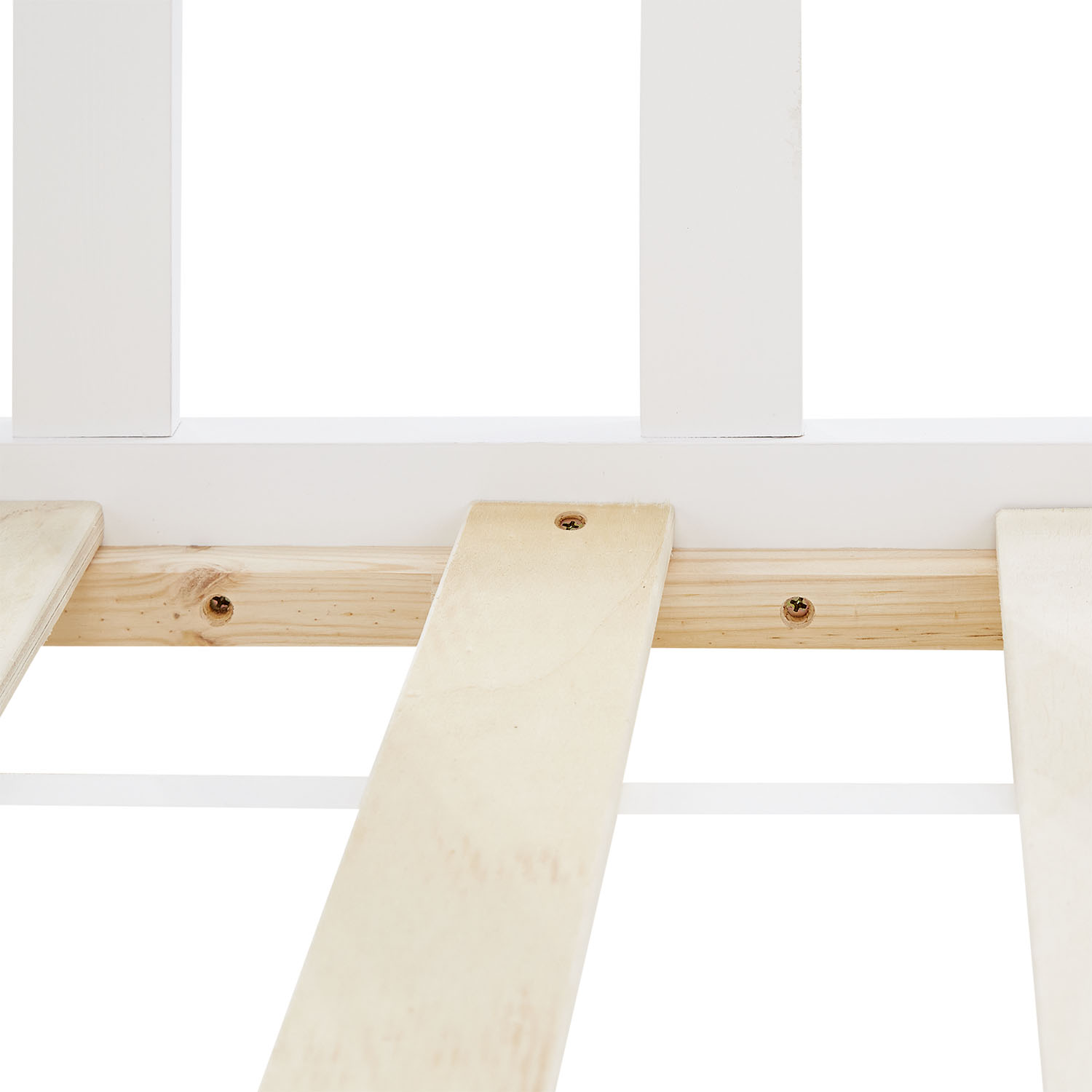 Children's Bed 90x200 White | Floor Bed with Mattress & Slatted Frame | with Fall Protection | Montessori