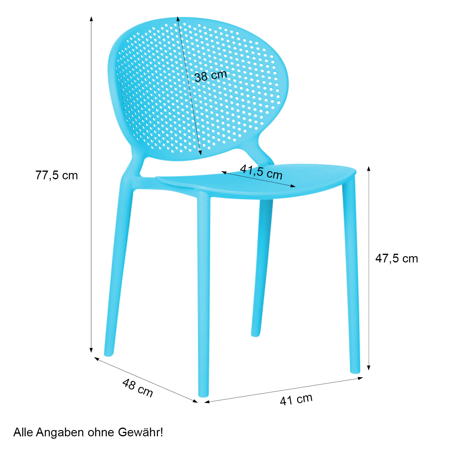 Modern Garden chair Set of 4 Blue Camping chairs Outdoor chairs Plastic Stacking chairs Kitchen chairs