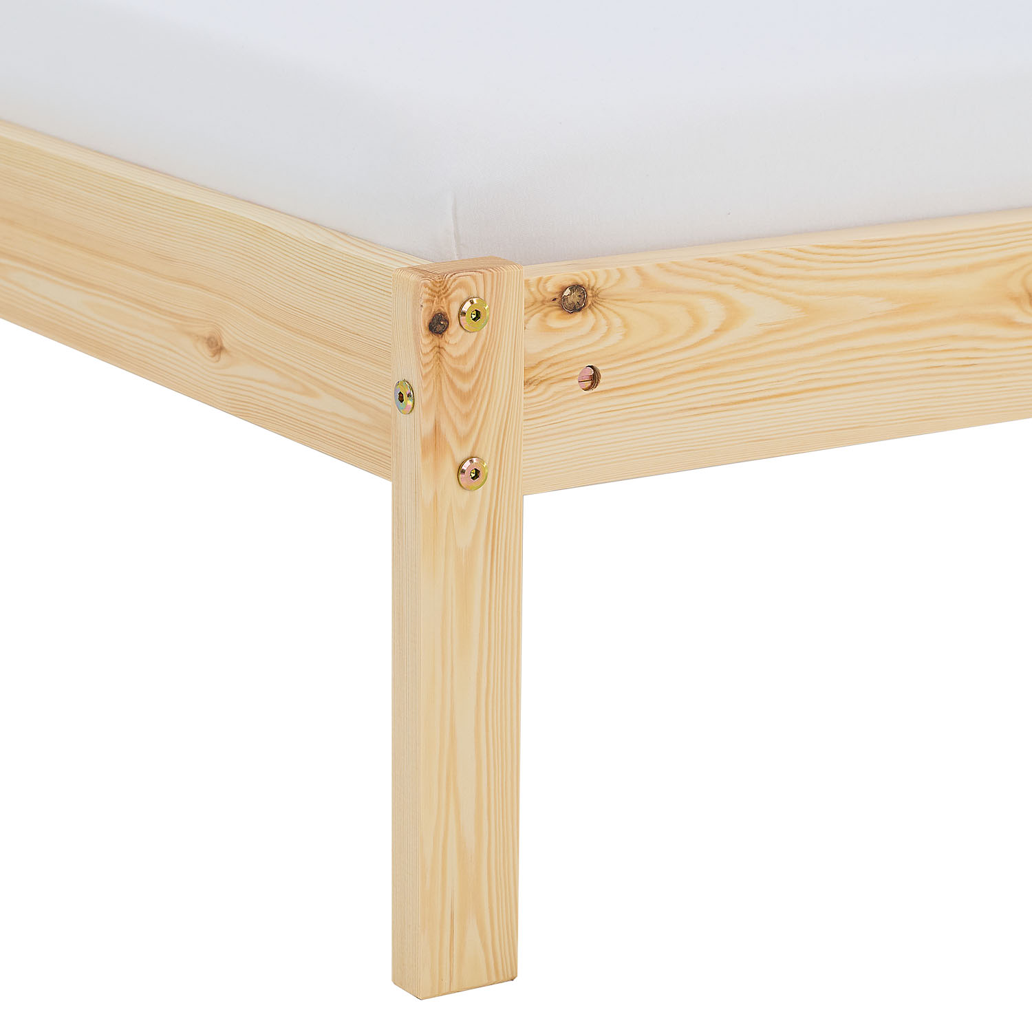 Wooden Bed 90x200 cm Natural – Solid Wood Single Bed with Slatted Base for Teenagers' Rooms, Guest Rooms, and Bedrooms