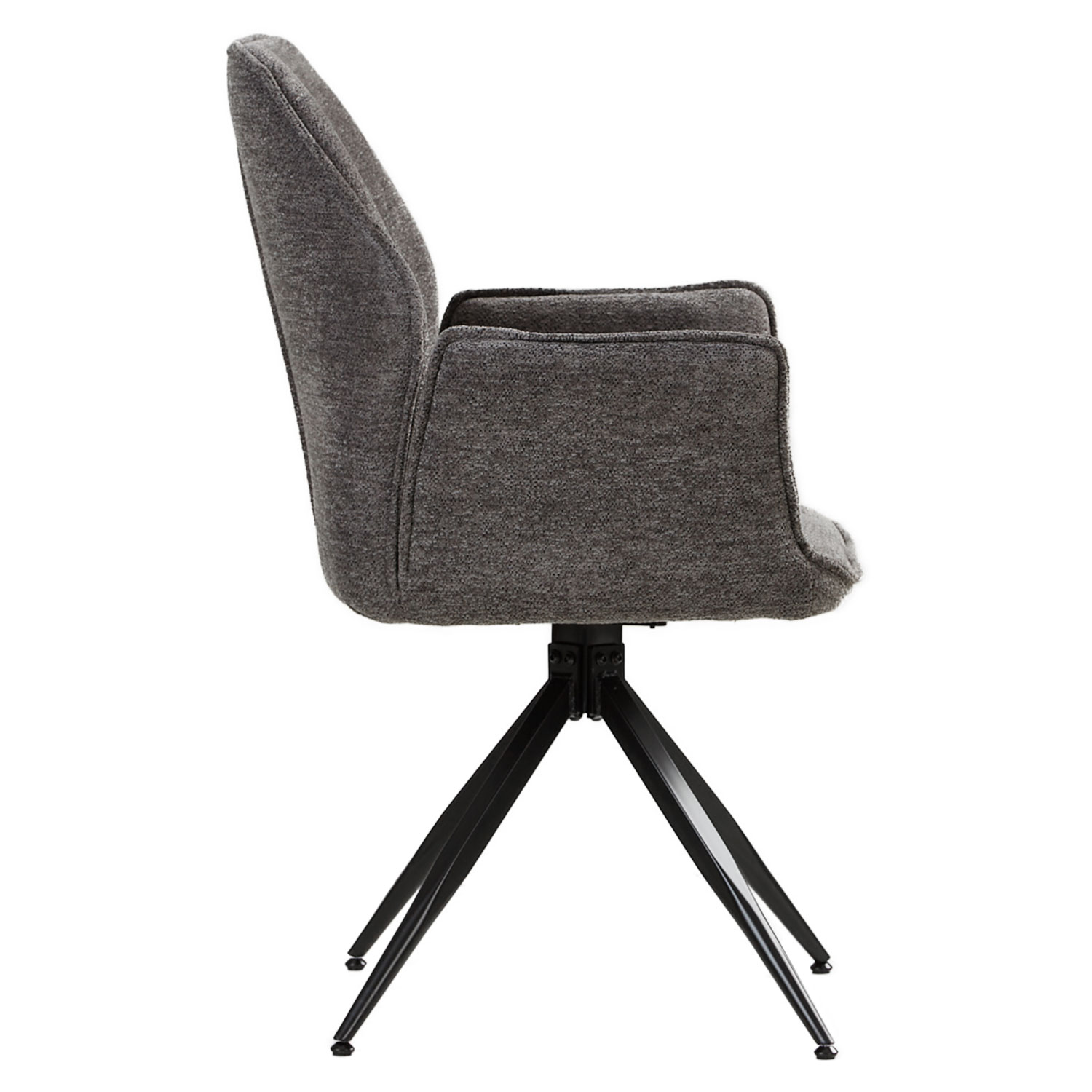 Upholstered Chair Chenille Wool Grey | Set of 2 | swivel | with Armrests | Kitchen Dining Room Office