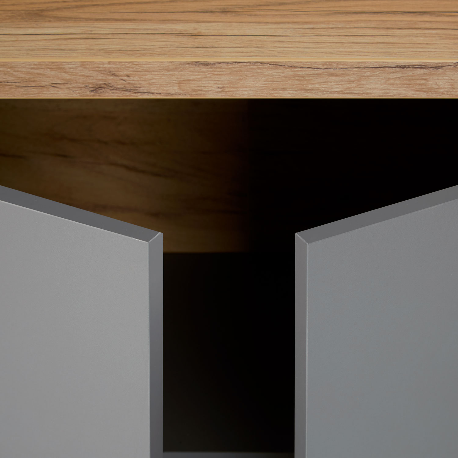 Chest of Drawers Sideboard Grey 166.5 cm Wood Solid Cupboard with 3 Drawers Highboard Living Room Cabinet