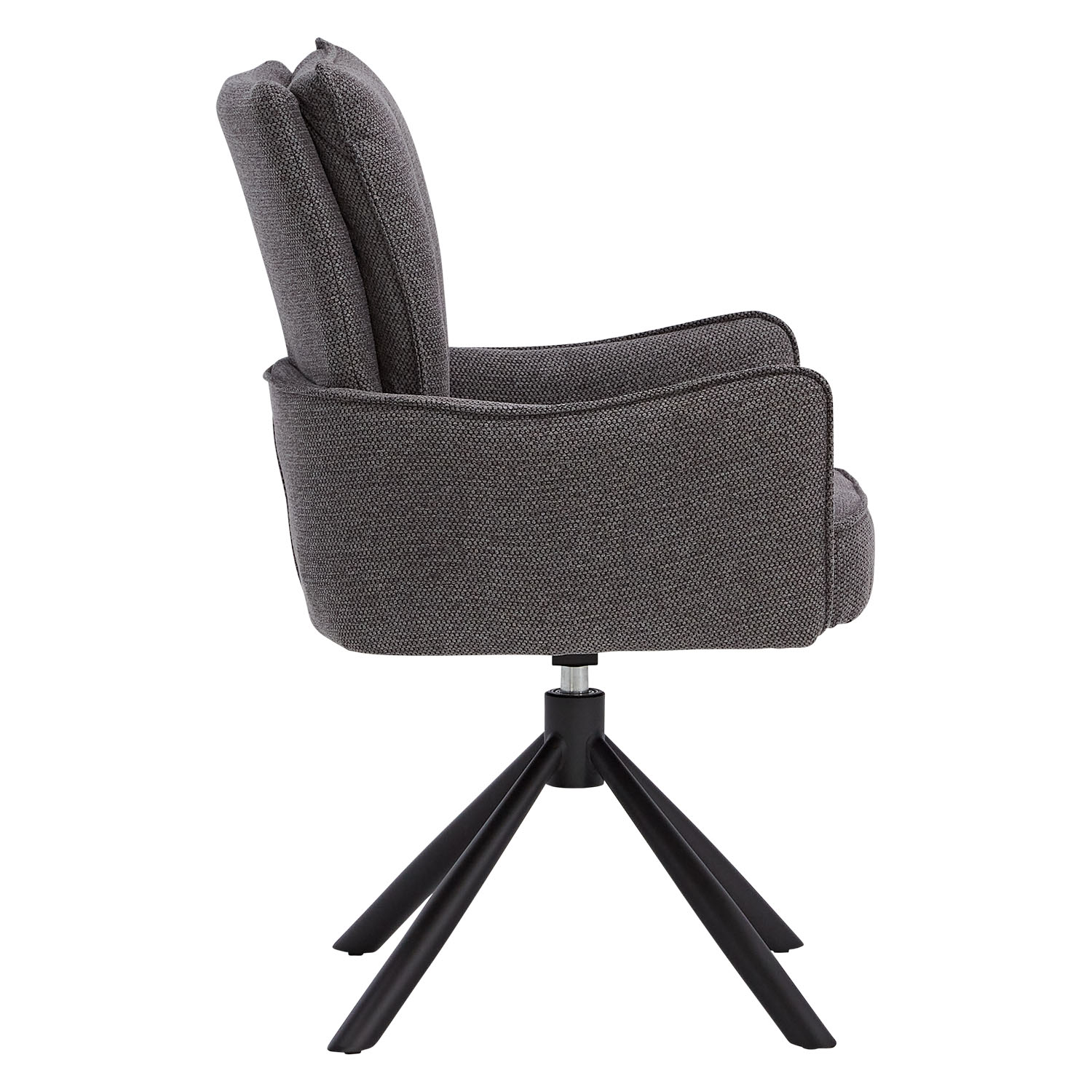 Set of 6 Upholstered Dining Chairs in Anthracite – Swivel Dining Chairs with Armrests & Metal Frame