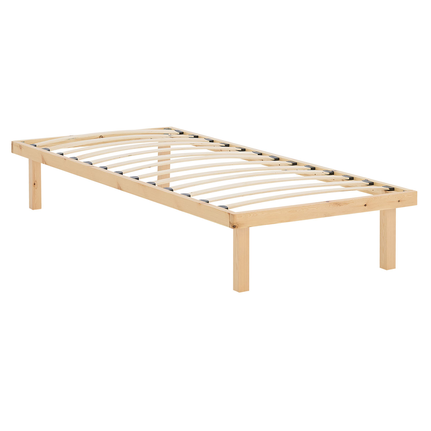 Bettgestell 90x200 cm Holzbett Unbehandelt Einzelbett Massivholz Bett ohne Kopfteil Gästebett Jugendbett Matratze Lattenrost