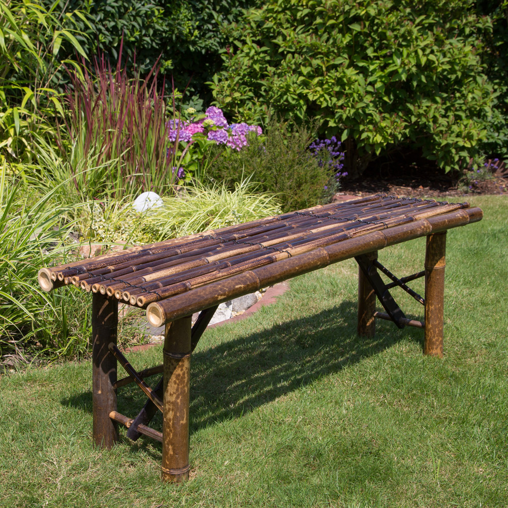 Garden Bench Bamboo Seater Outdoor Patio Nature