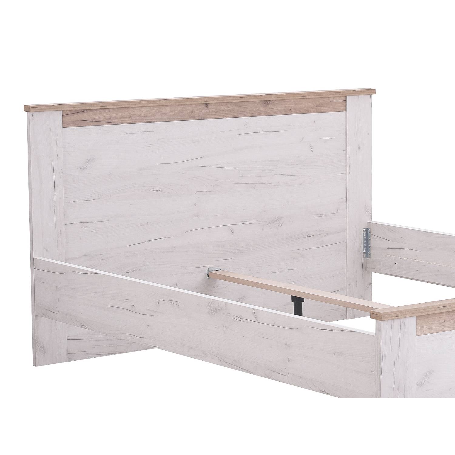 Wooden Double Queen Size Bed Frame 160x200 cm with Slats Oak White Grey Vintage