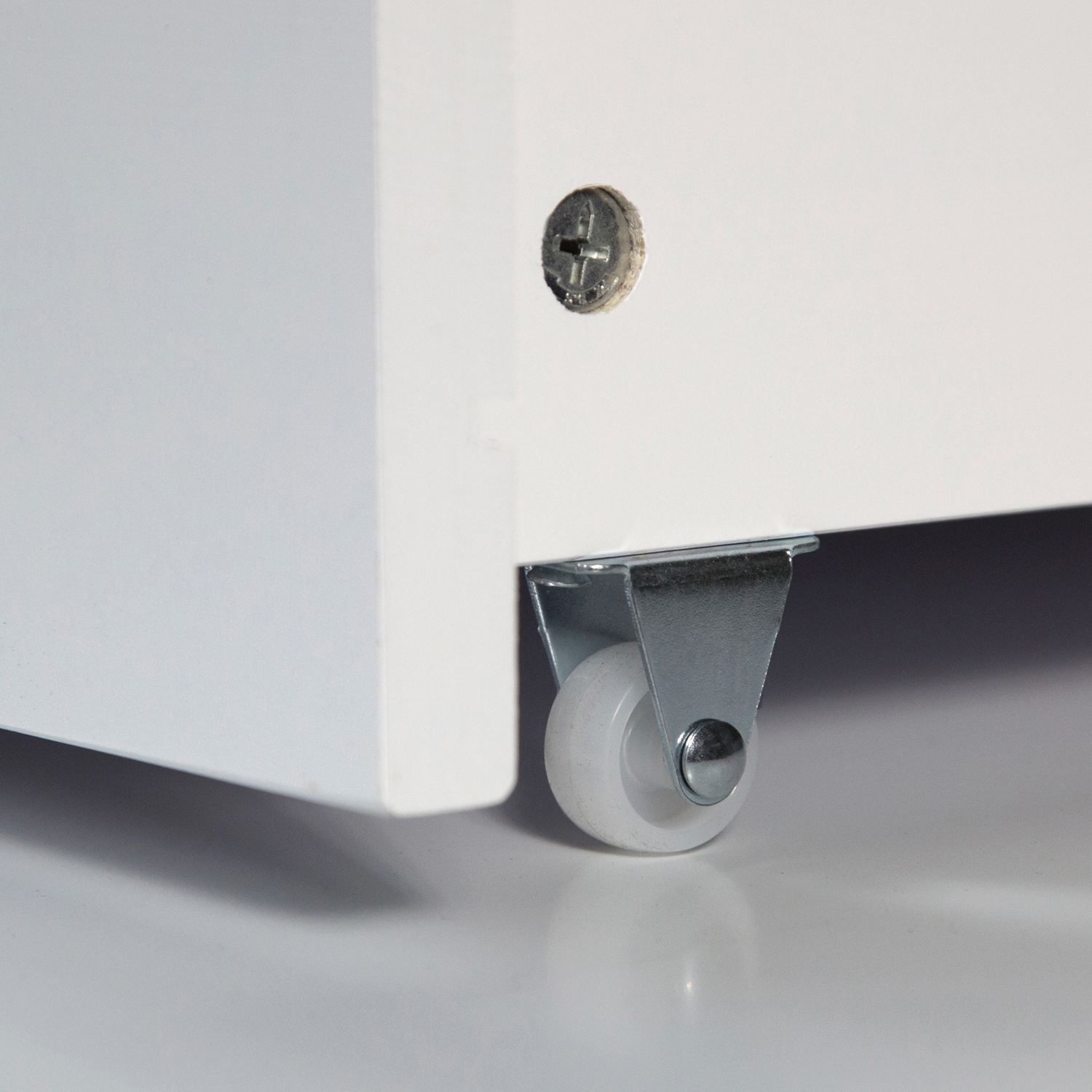 Bed Drawer Set of 2 Drawers Wood Storage with Rollers Pull-out Bed Box White