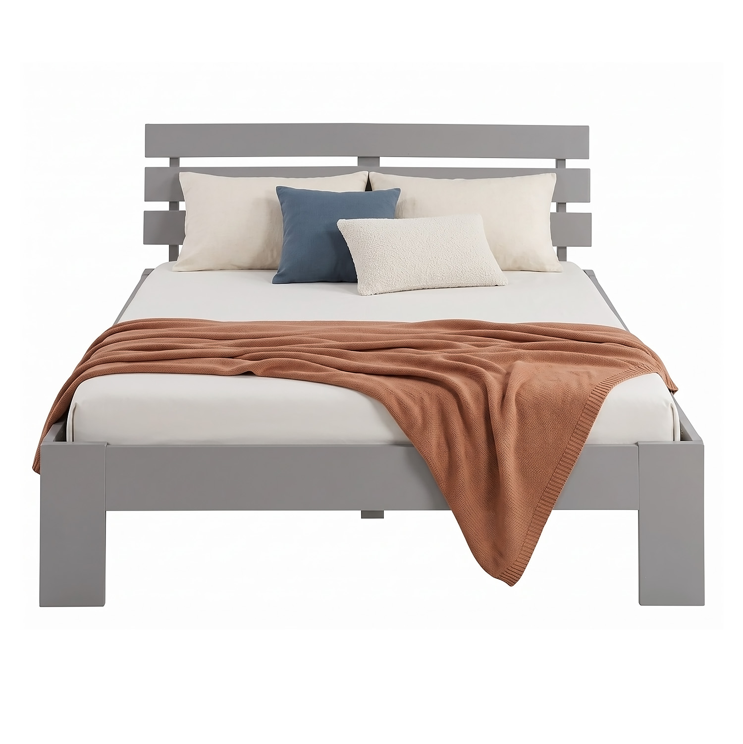Solid Pine Wood Bed, 120x200 cm – Futon Bed with Mattress & Slatted Base