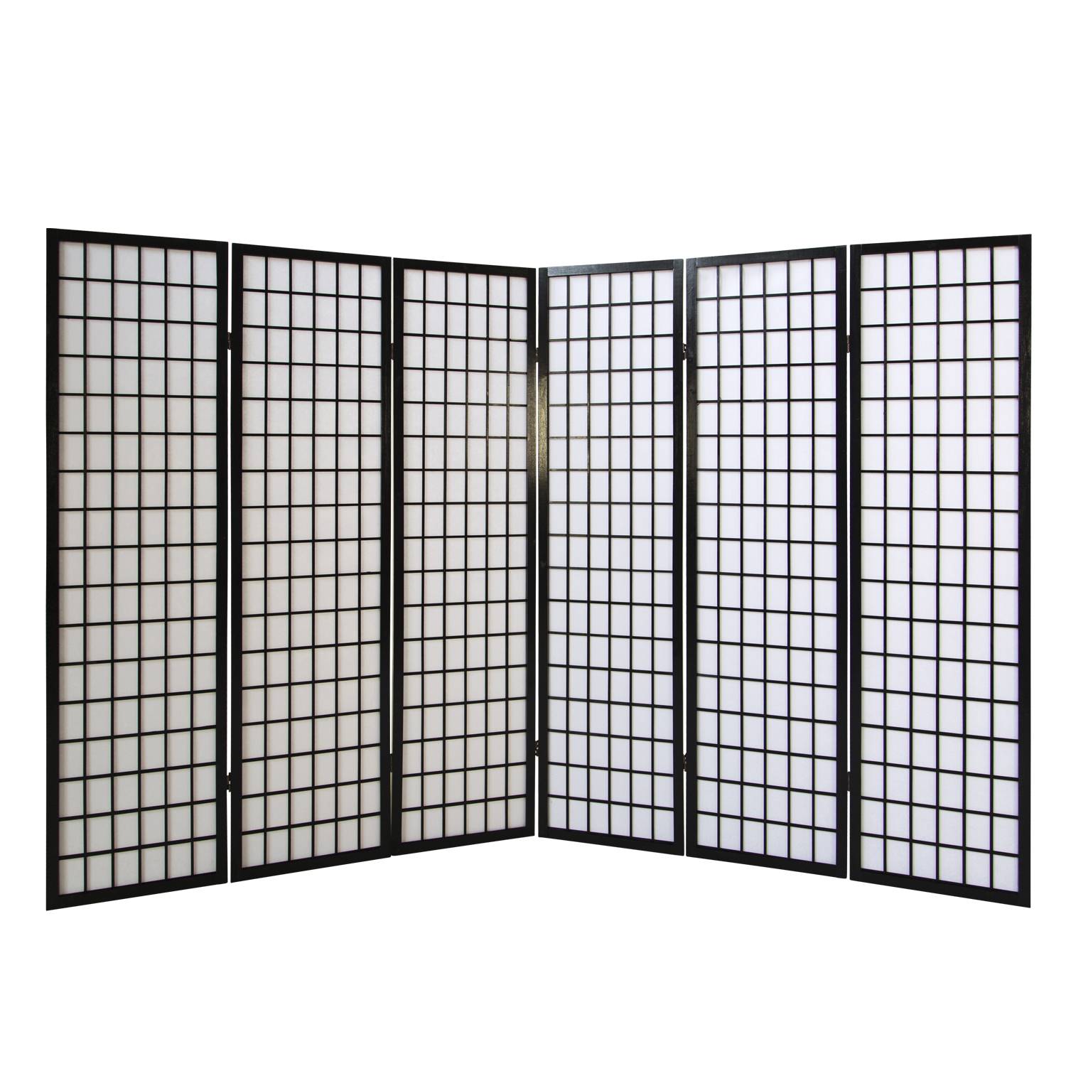 Paravent Black Shoji Rice Paper White | 6-panel | Wood | Room Divider Partition Privacy Screen