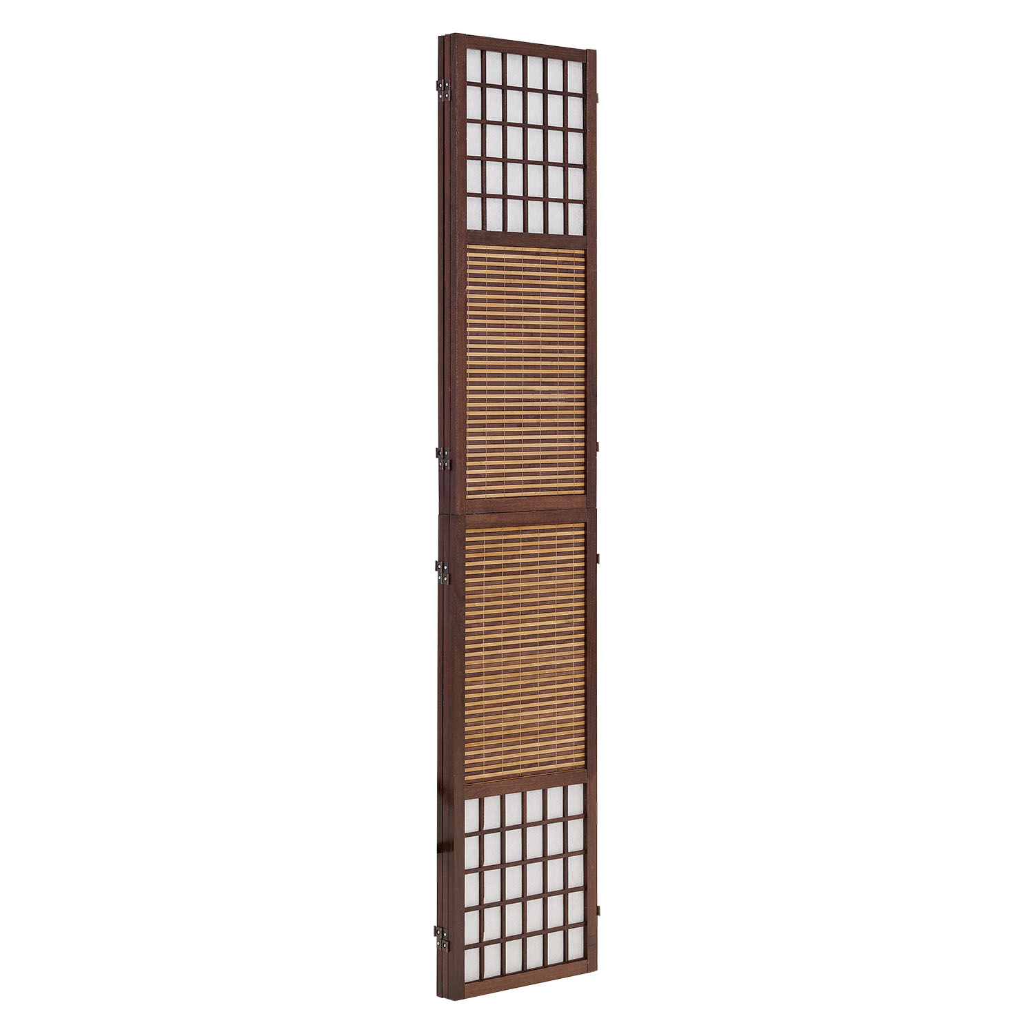 Brown 3-panel folding screen – bamboo & shoji rice paper, 200 cm