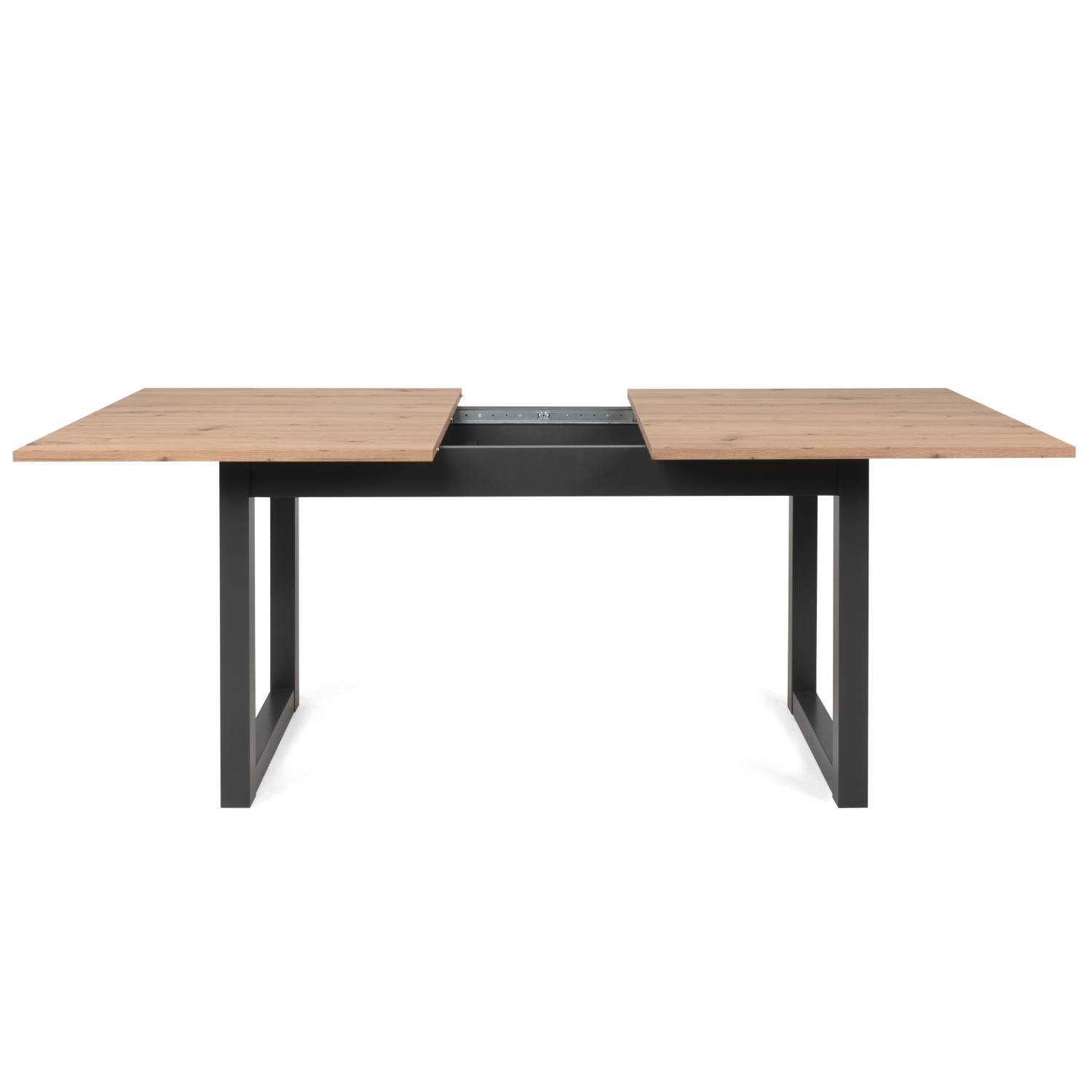 Solid wood extendable dining table with metal-look frame – industrial style for dining room and eat-in kitchen