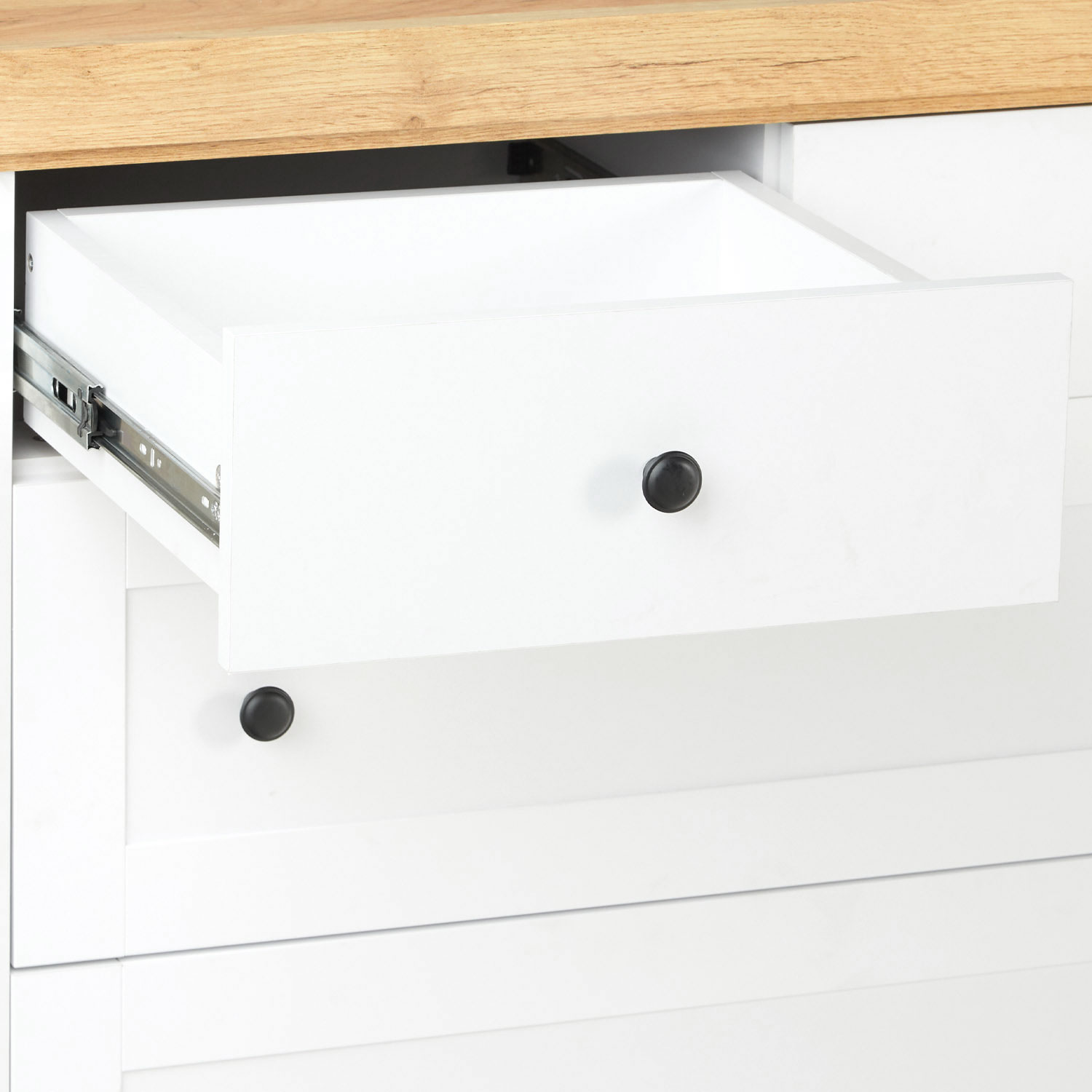 Chest of Drawers Sideboard Oak Matt White Wood Solid Cupboard with 4 Drawers