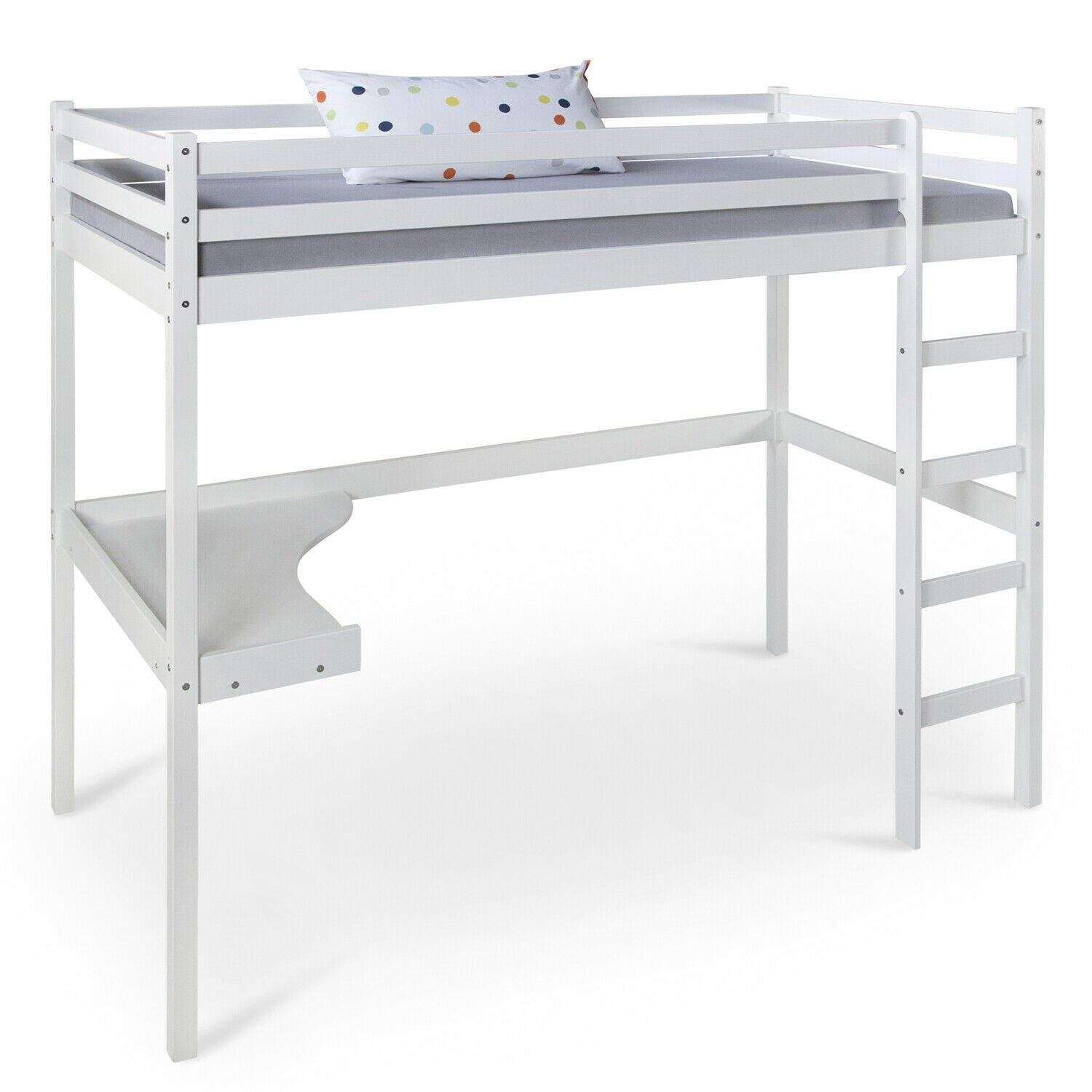 Loft Bed Kids 90x200 cm White | Ladder | Desk Included