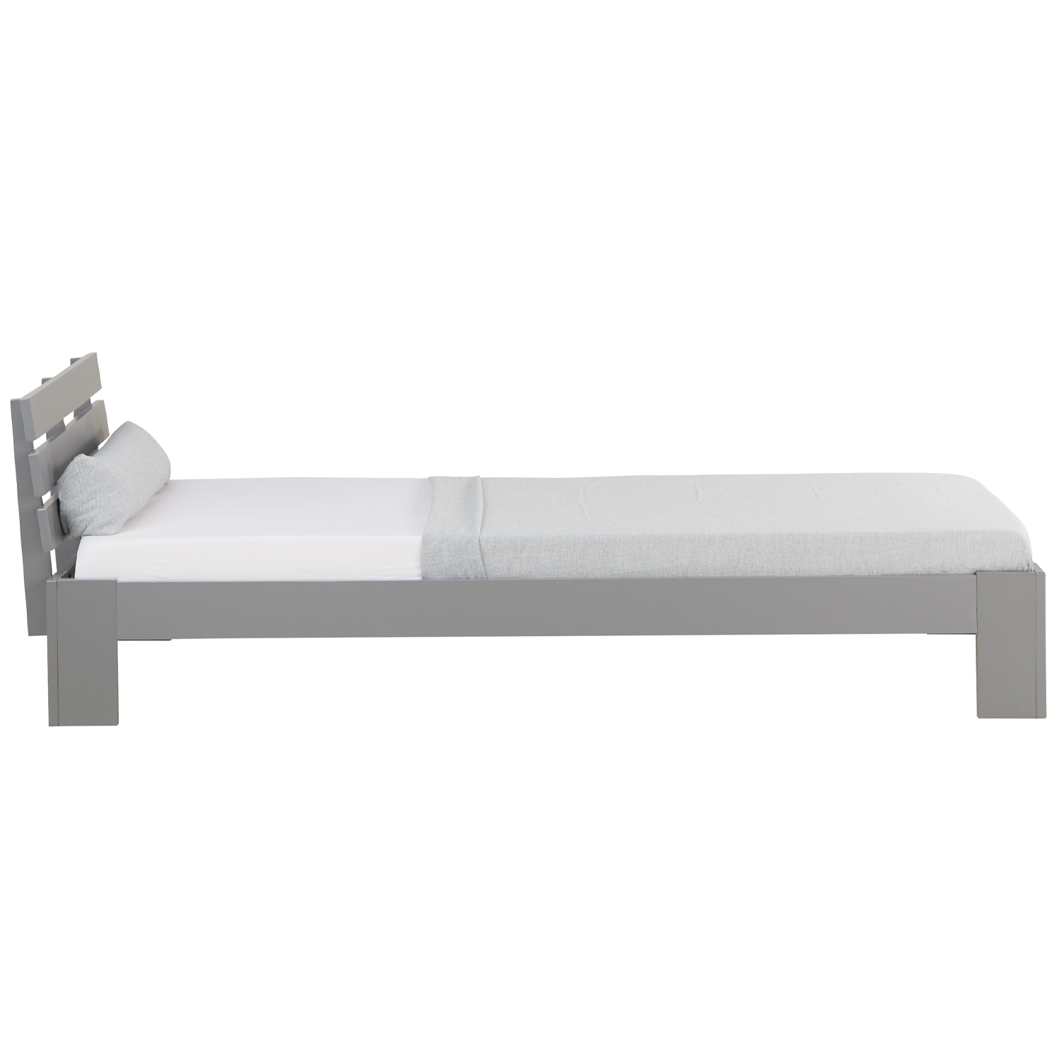 Wood Bed 90x200 cm Gray | Single Bed | with Slatted Frame | Solid | Kids Youth Guest Bedroom