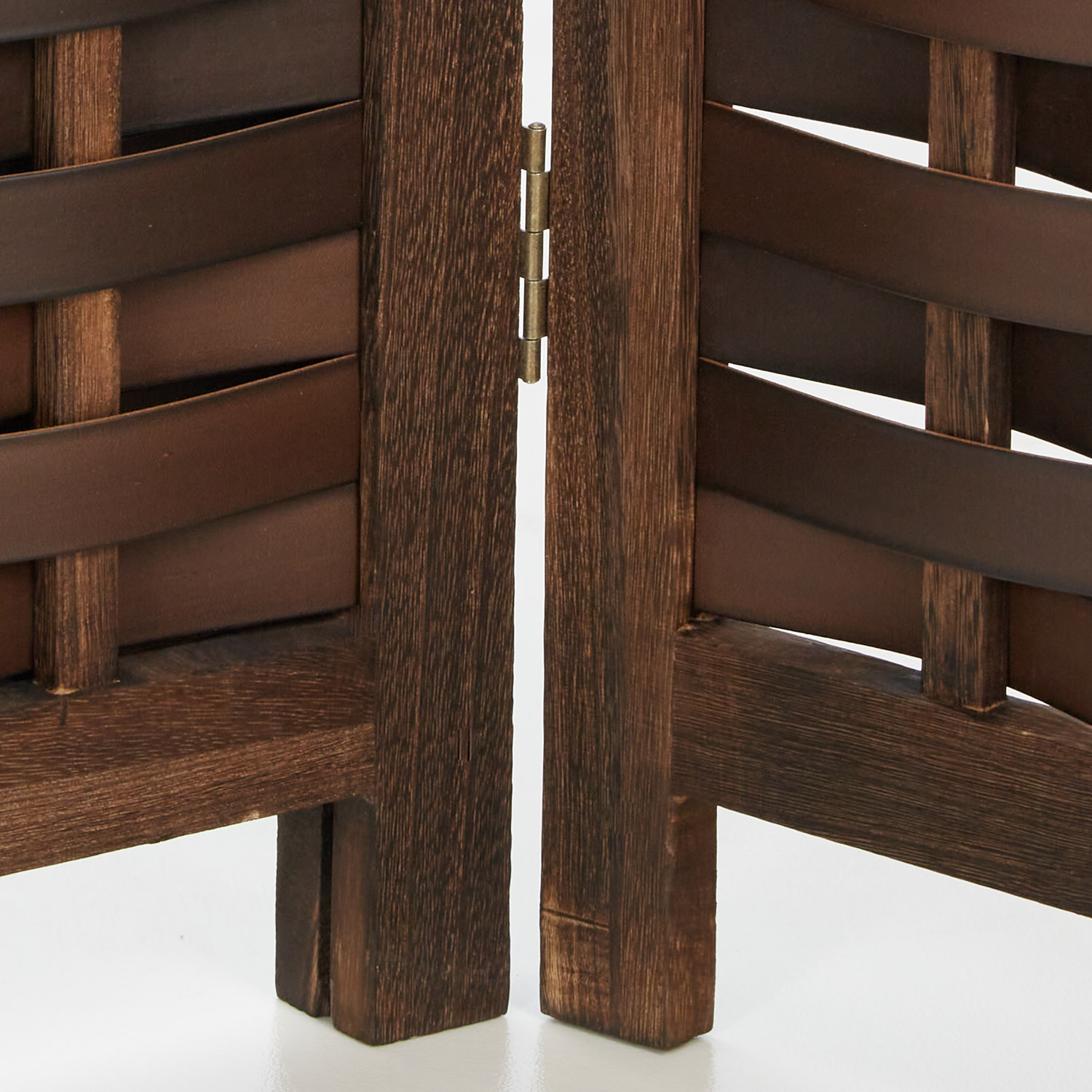 Room Divider 3 Piece White Natural Brown Wood Partition Screen Separation Rattan Vintage
