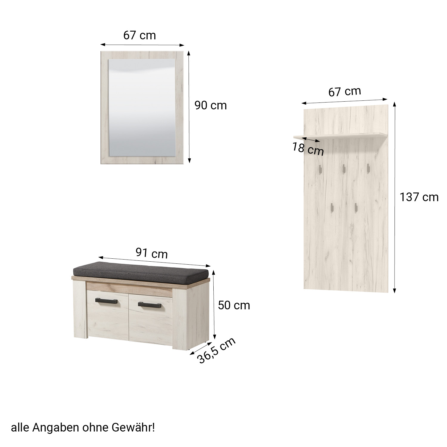 Wardrobe Hallway Furniture Set Hall Unit Hallway Wardrobe White Grey Oak Wood 5 Piece Hallway Set
