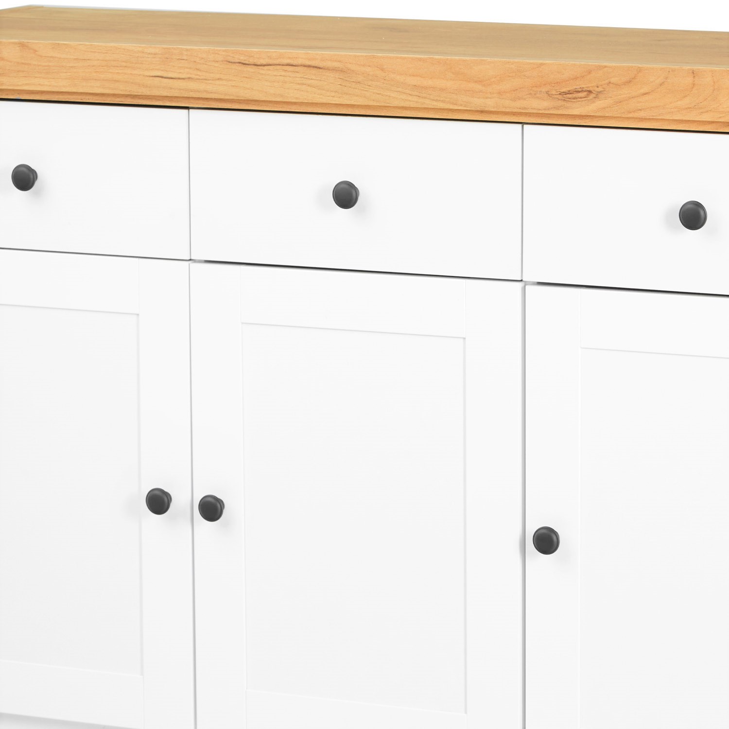 Chest of Drawers Sideboard Oak Matt White Wood Solid Cupboard Highboard